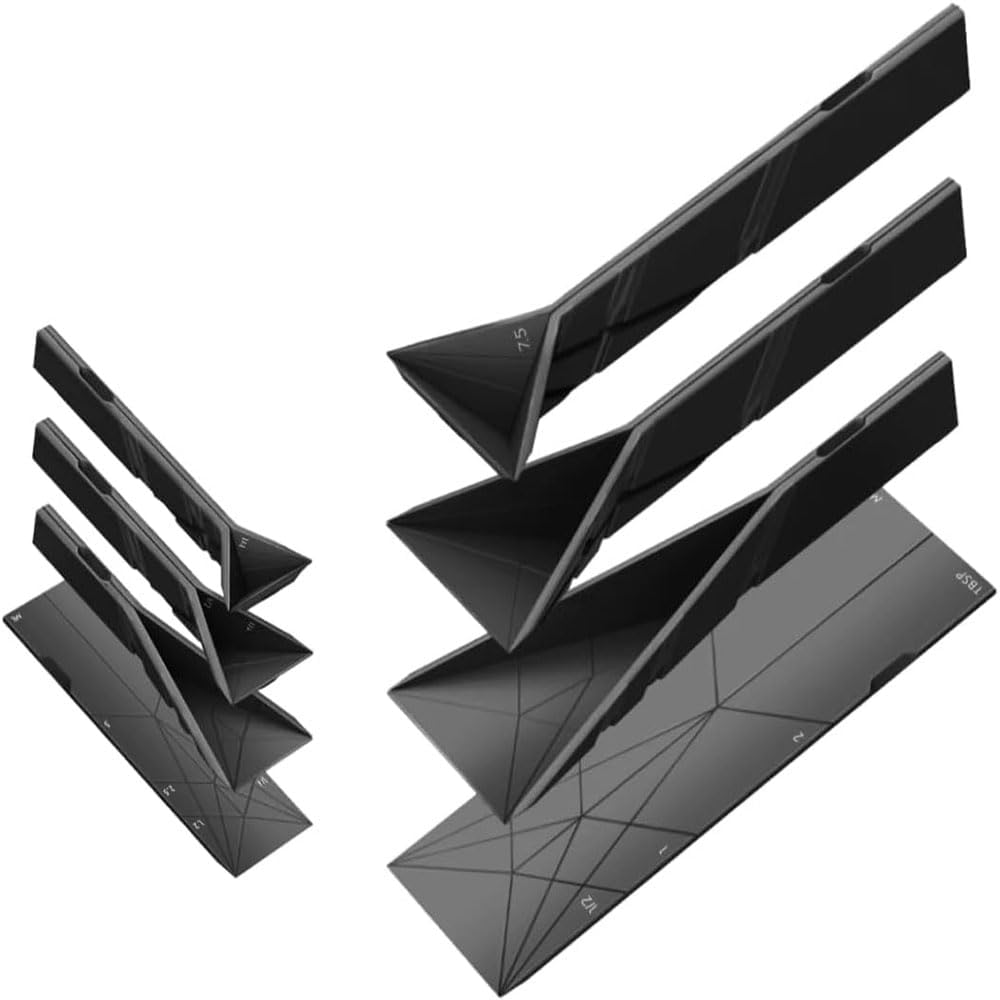 Polygons 3-In-1 Measuring Spoon Set, 2 Foldable Spoons with 6 Sizes for Cooking, Baking and Liquid Ingredients Space Saving Flat Design, Food Grade Kitchen Utensil Gadget