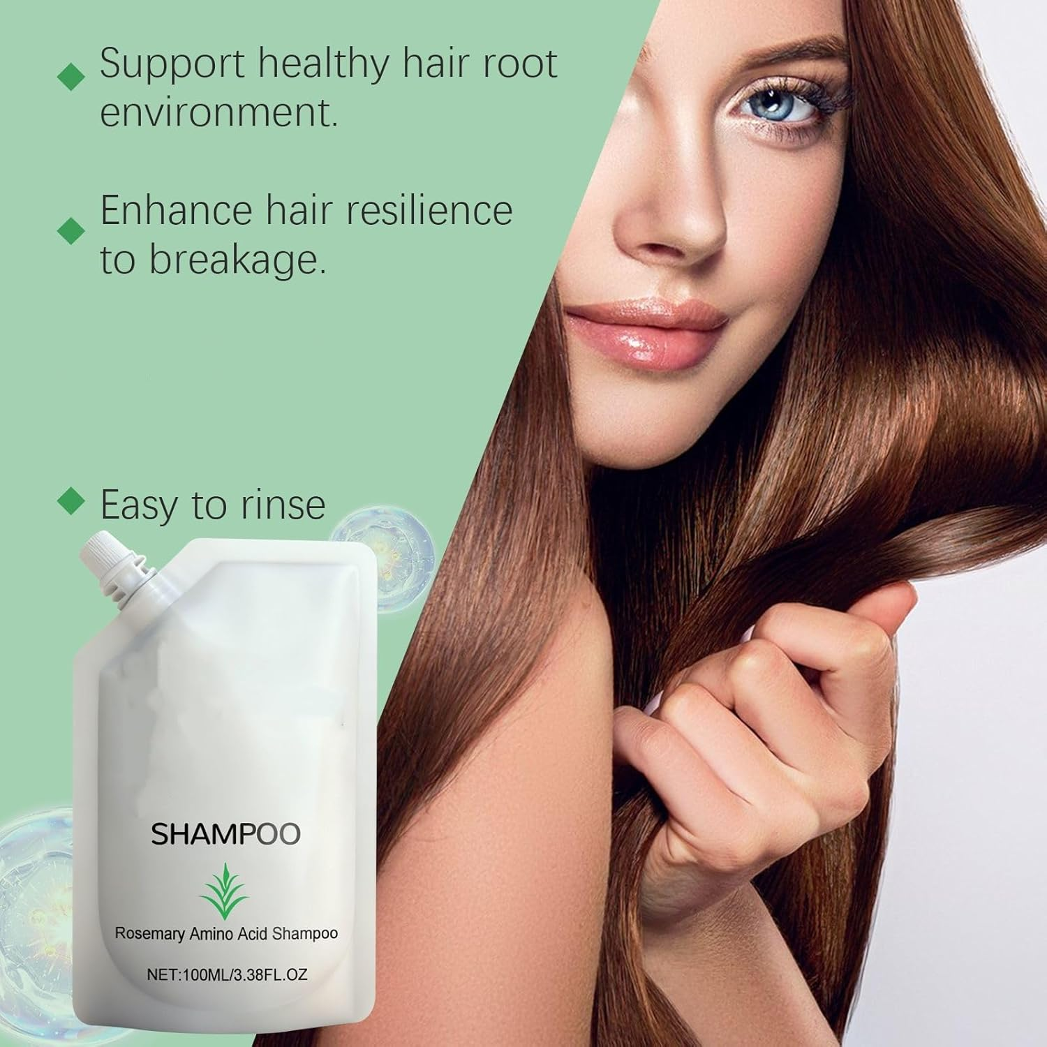 Rosemary Amino Acid Shampoo - 100ML Hydrating and Moisturization Shampoo for All Hair Types, Soothes Scalp & Strengthens Hair Strands Resilience,Mild and Gentle,Safe for Color-Treated (3PCS) image number 5