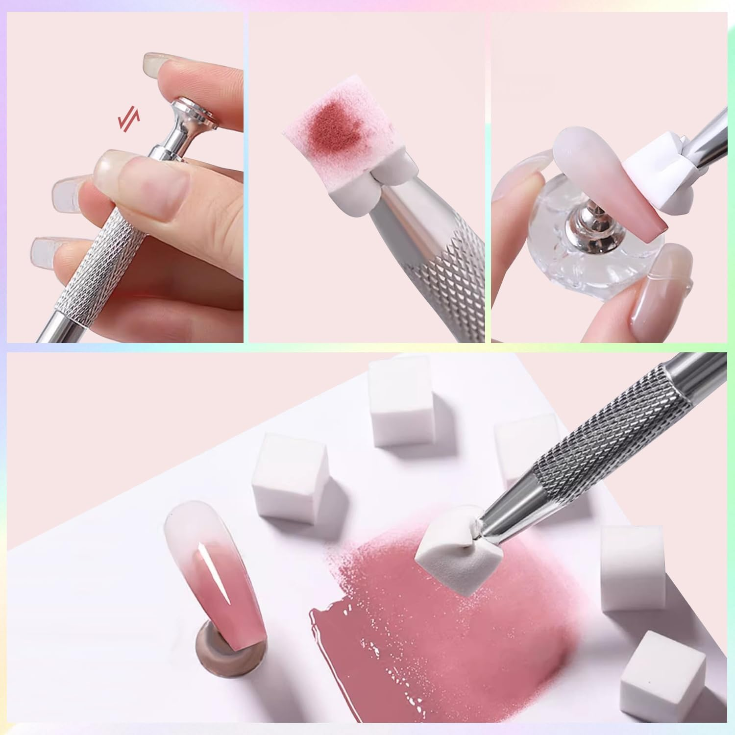 Ombre Gel Nail Polish Set - 9 Vibrant Colors for Gradient, Aura & Blush Nails - Beginner-Friendly Patting Gel, Long-Lasting, No Wipe, UV/LED Curing with Nail Sponges (03) - 02 image number 5