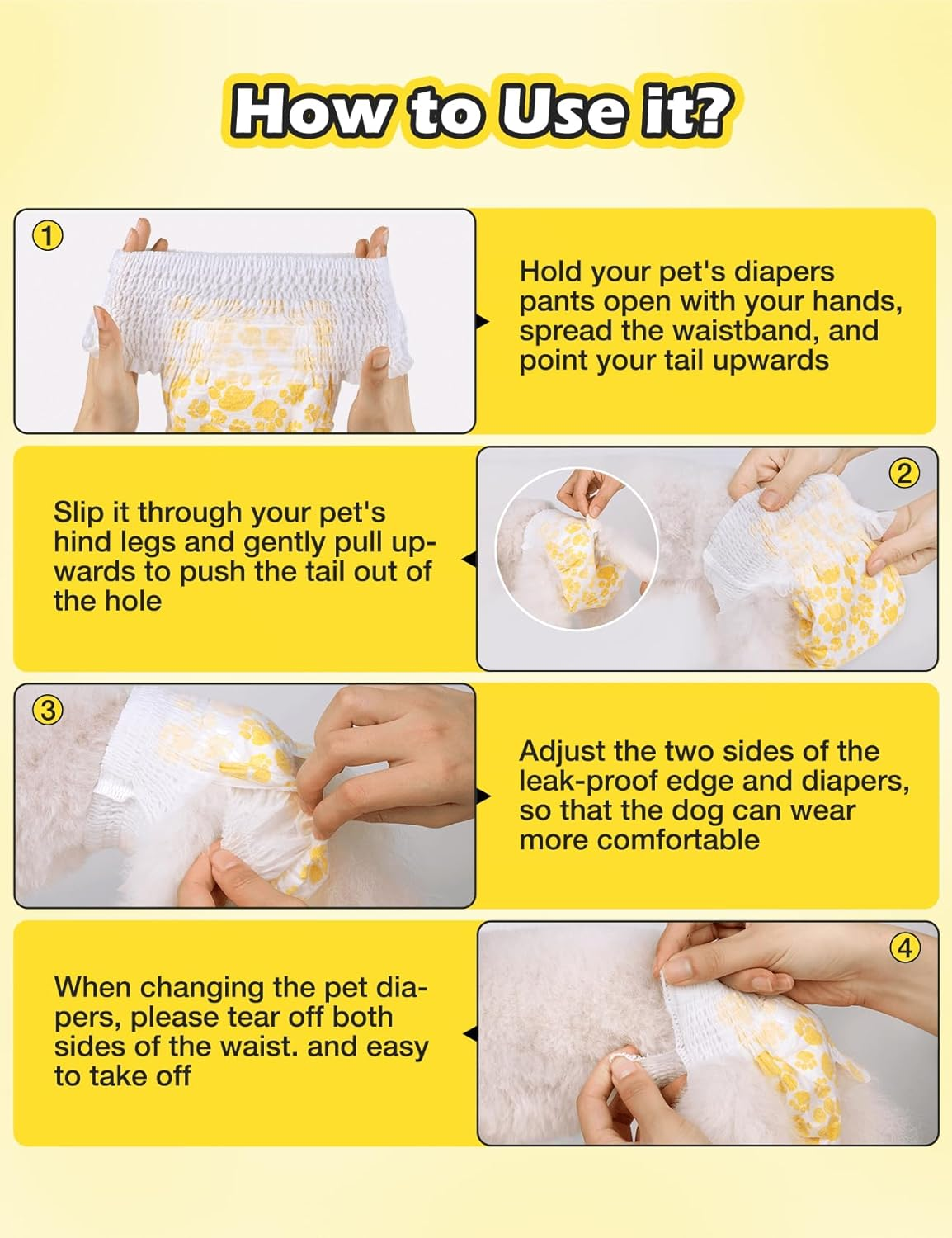 Dono Dog Diapers Female with Stretchy Waist-10-48Pcs, Disposable Full Wrap Female Puppy Dog in Heat Period Diapers, 360&deg; Leak-Proof Super Absorbent Doggie Puppy Diapers (XL-24 Count) image number 1