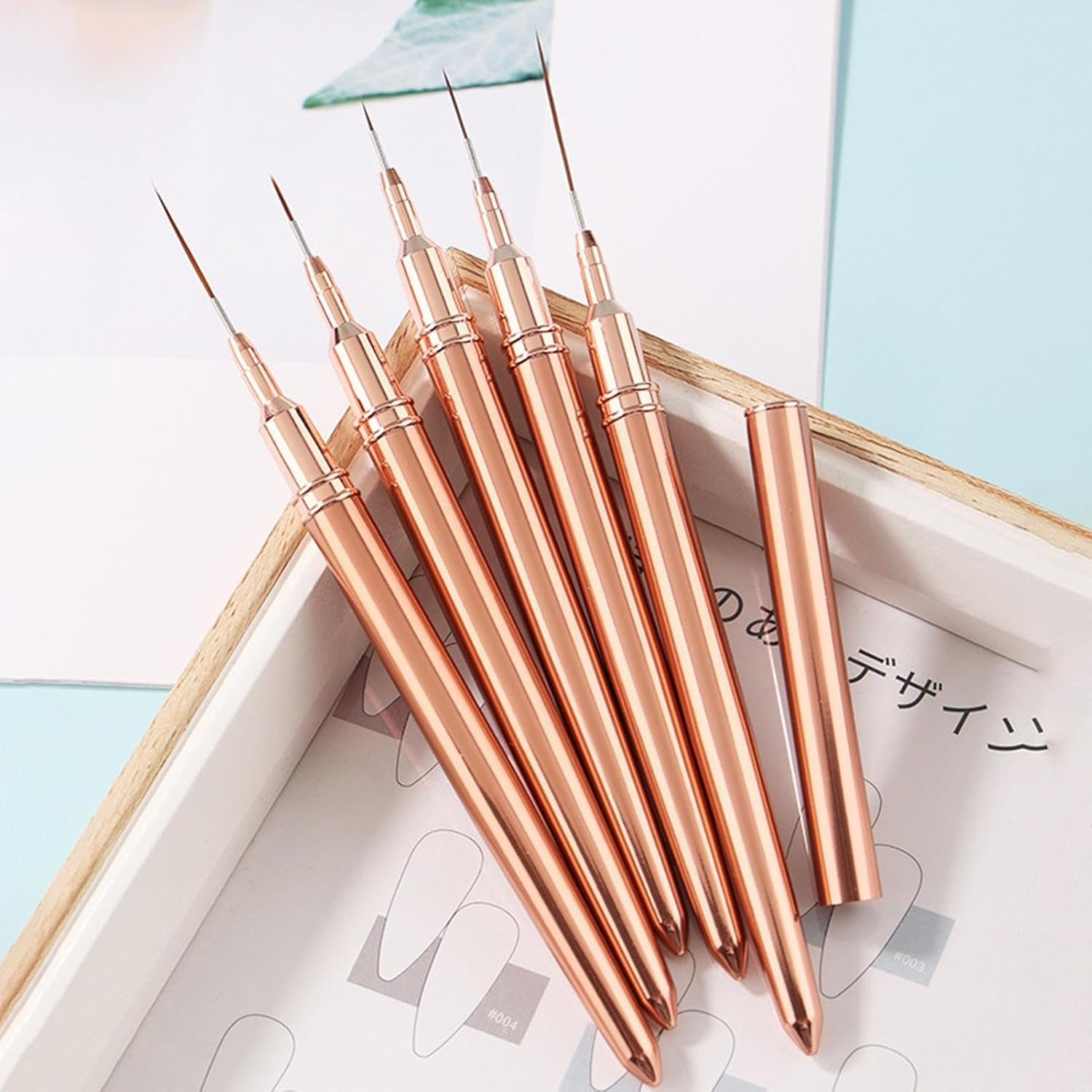 Liner Brushes | Striping Brushes Nail Drawing Set,5/8/13/20/25Mm Detail Drawing Brush, Painting Art Design Set for Long Lines, Professional Nail Puchen image number 6