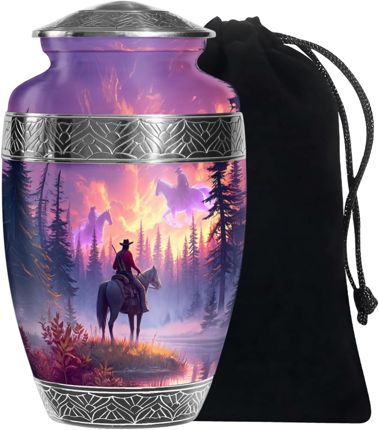 Cowboys Urns for Human Ashes Adult Female and Male, Decorative Cremation Urns for Human Ashes, (Classic Large, 10 Inch)
