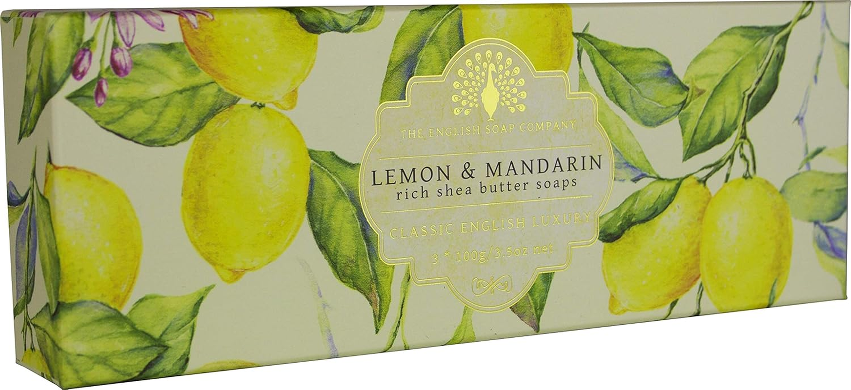 The English Soap Company, Gift Boxed Hand Soaps, Lemon & Mandarin, 3 X 100G