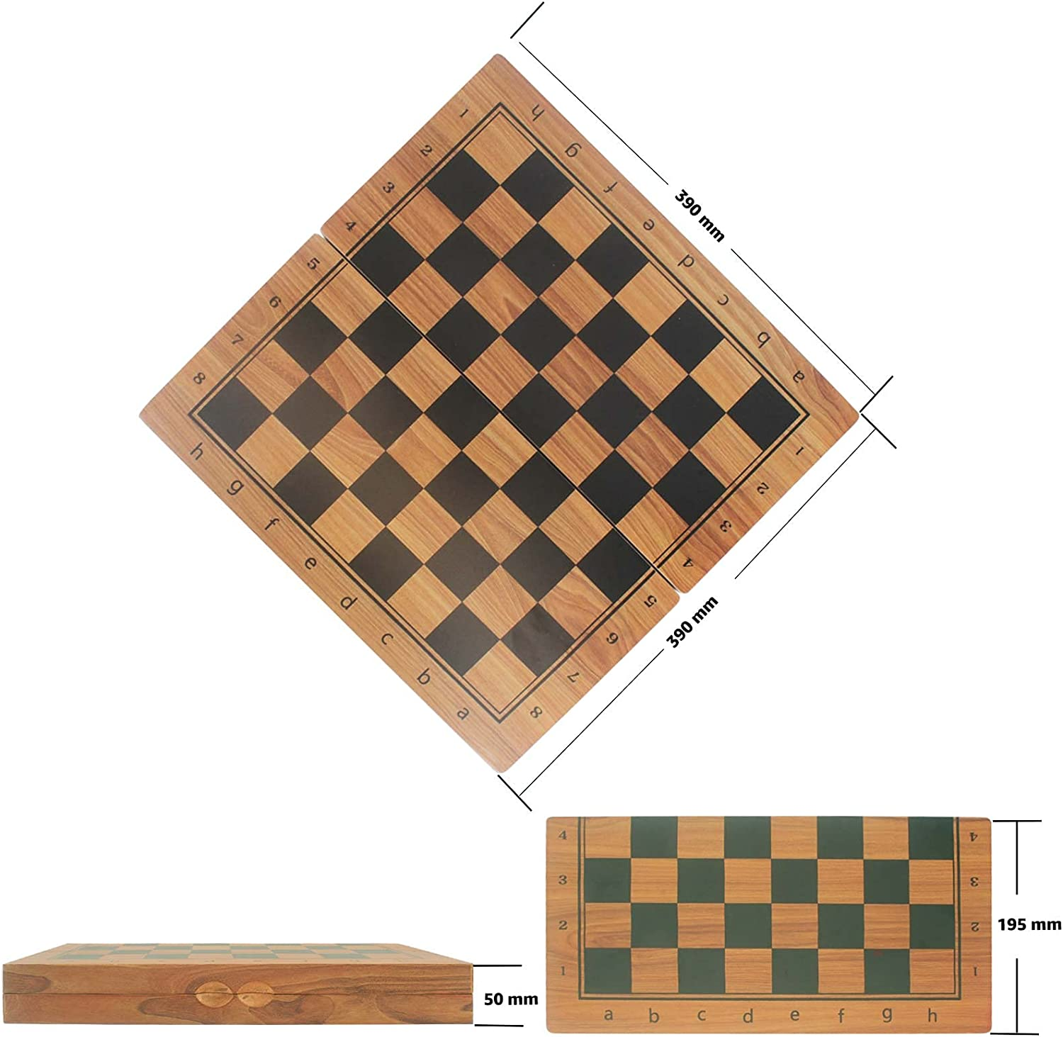 Chess Set Foldable Chess Board Game Sets with Crafted Pieces/2 Extra Queens/Family Games (CKW-001) image number 1