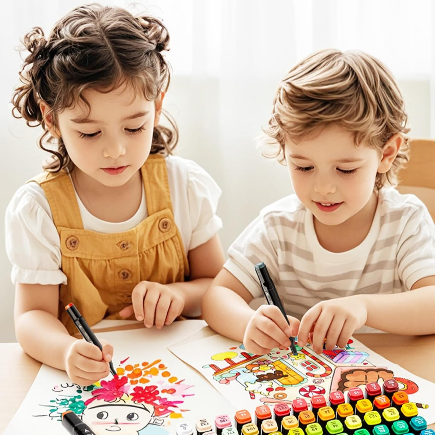 120 Colors Dual Tips Alcohol Markers, Art Markers Pens with Pen Holder, Permanent Sketch Markers Set for Kids Adults Coloring,Painting, Sketching, Illustrations (120) image number 3