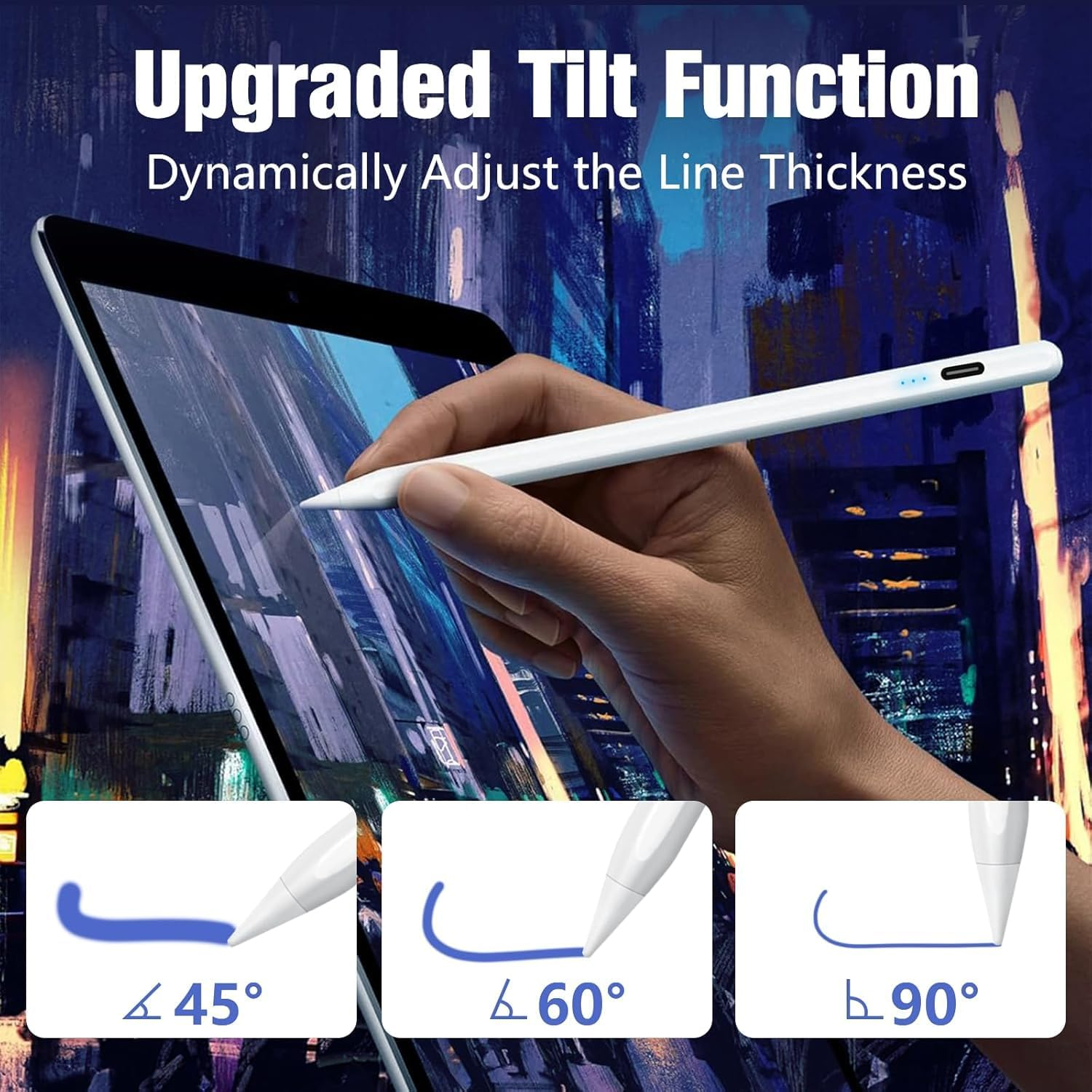 Stylus Pen Apple Pencil with 8 Tips for Ipad 6Th-11Th Compatible with 2018-2025 Apple Ipad Pro 11"/12.9"/M4, Ipad Air 3/4/5/M2/M3,Ipad Mini 5/6 Pixel-Perfect Precision, Tilt Sensitivity,White image number 3