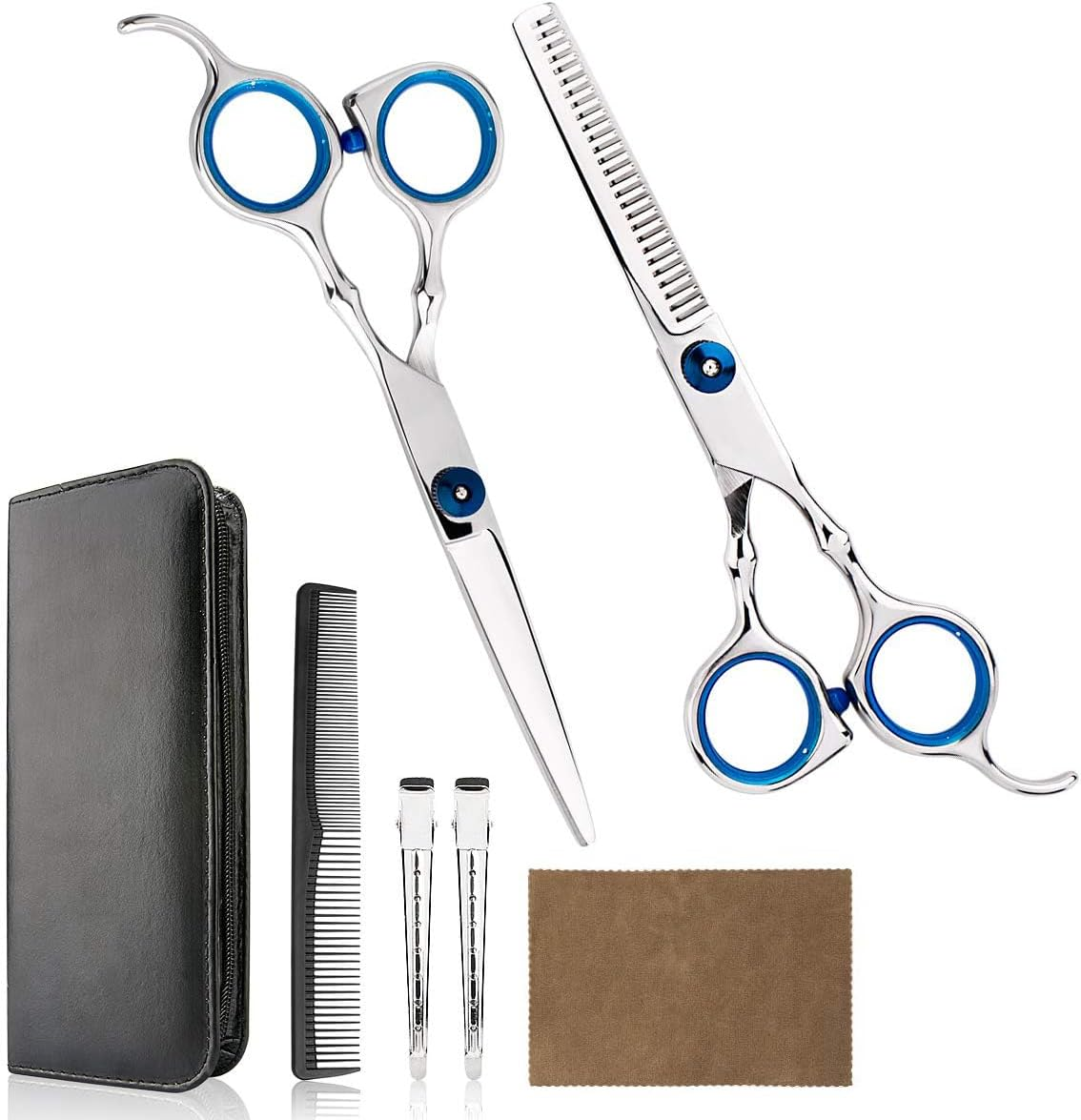 Professional Home Hair Cutting Kit - Quality Home Haircutting Scissors Barber/Salon/Home Thinning Shears Kit with Comb and Case for Men and Women