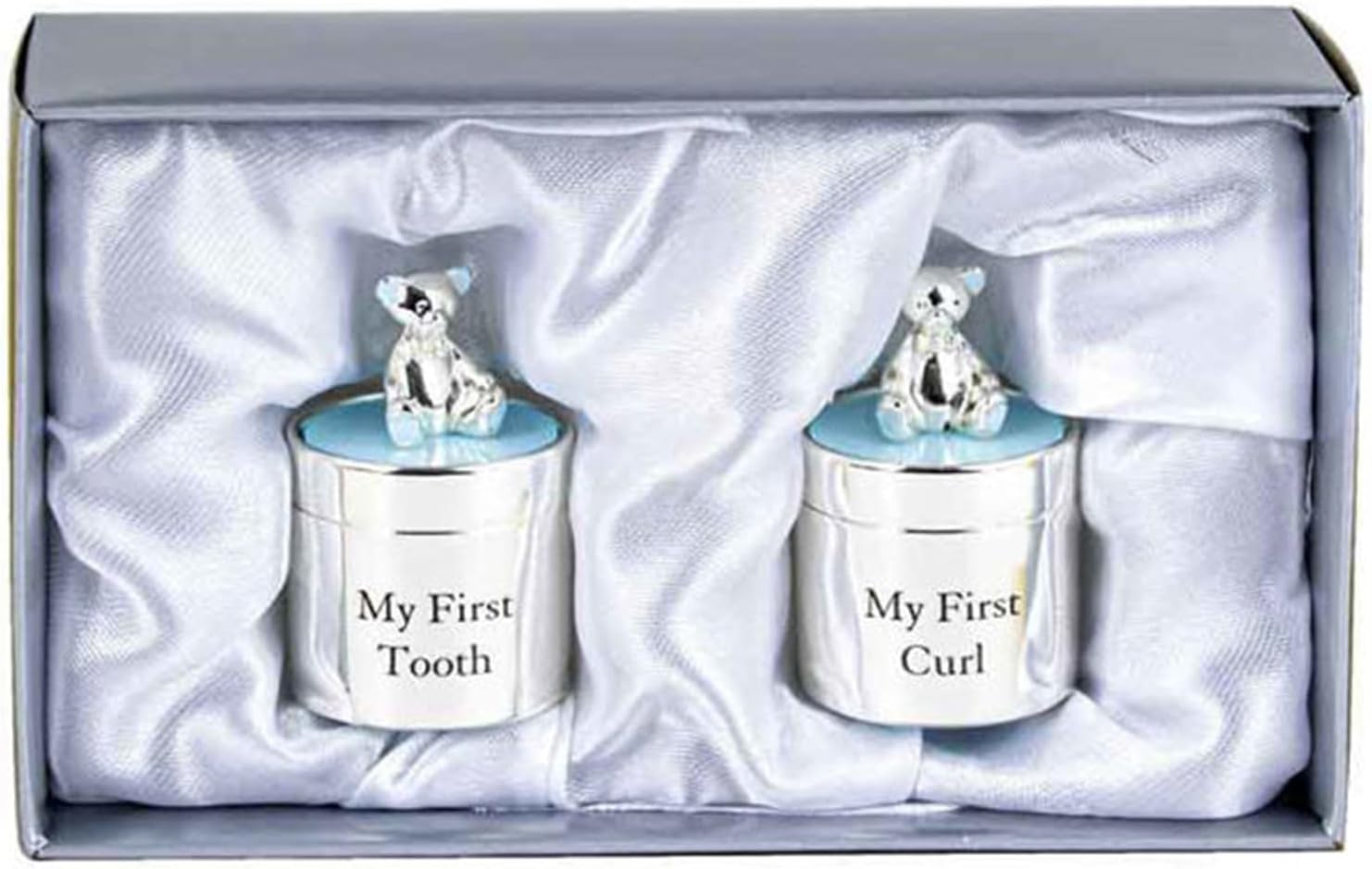 Baby Tooth Keepsake Box First Curl Storage Boy Christening Gifts Silver Present image number 1