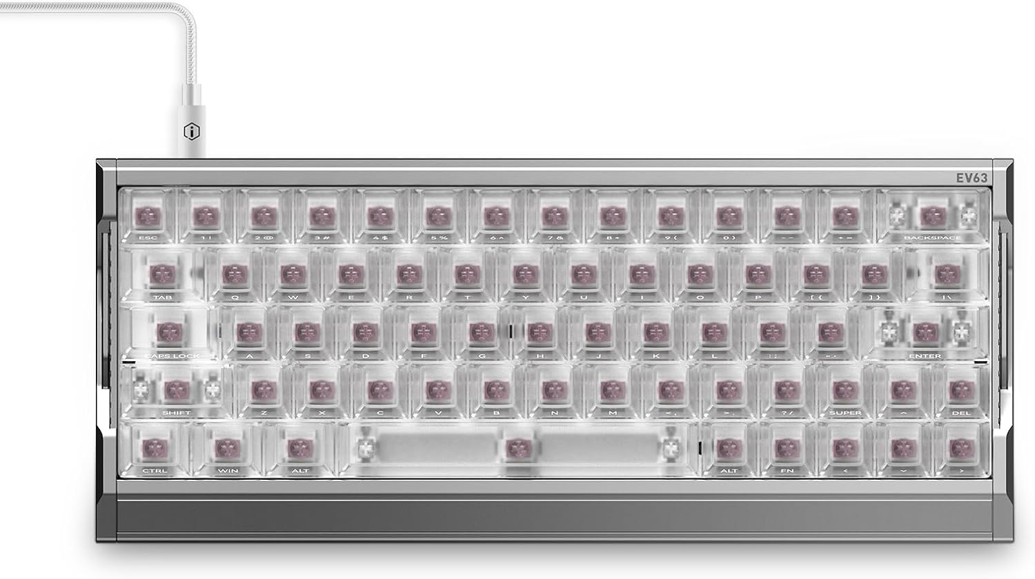 IQUNIX EV63 Hall Effect Magnetic Gaming Keyboard 60% | 0.01Mm Rapid Trigger, Adjustable Actuation, 0.125Ms Latency, Hot-Swap, SOCD, RGB, Aluminum with Forged Carbon (Dark Side)