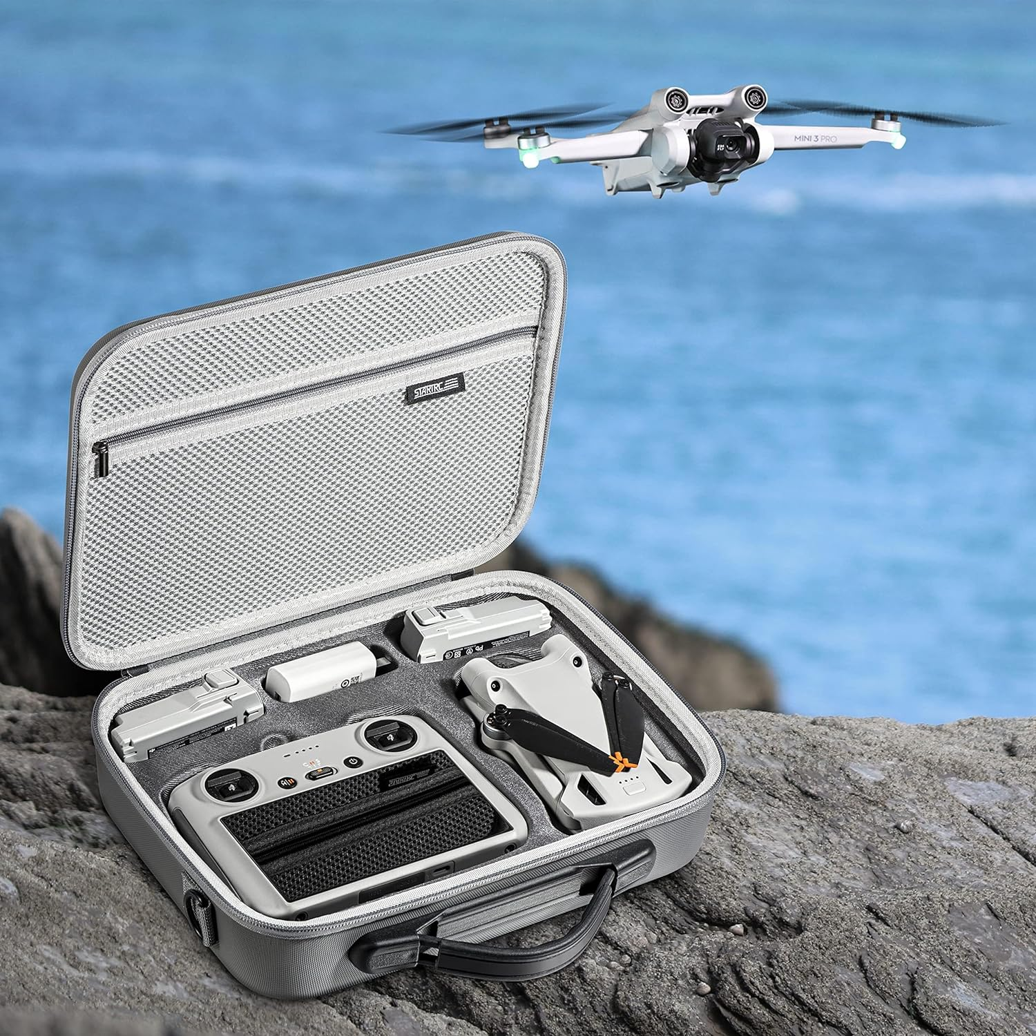 STARTRC Waterproof Case for DJI Mini 3/Mini 3 Pro Case Accessories,Portable Travel Bag for DJI Mini 3 Pro/Mini 3 Fly More Combo(For DJI RC/RC2 Controller)