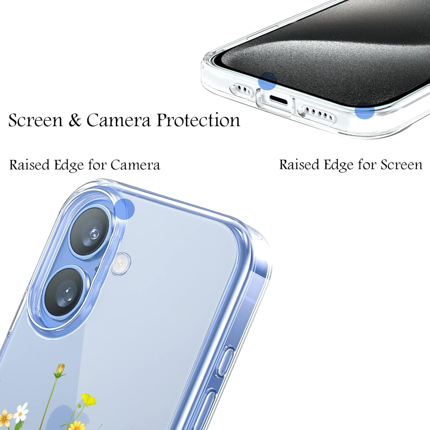 Unov Case Compatible with Iphone 17 Case Clear with Design Embossed Floral Pattern Soft TPU Bumper Slim Protective 6.3 Inch (Flower Bouquet) image number 2