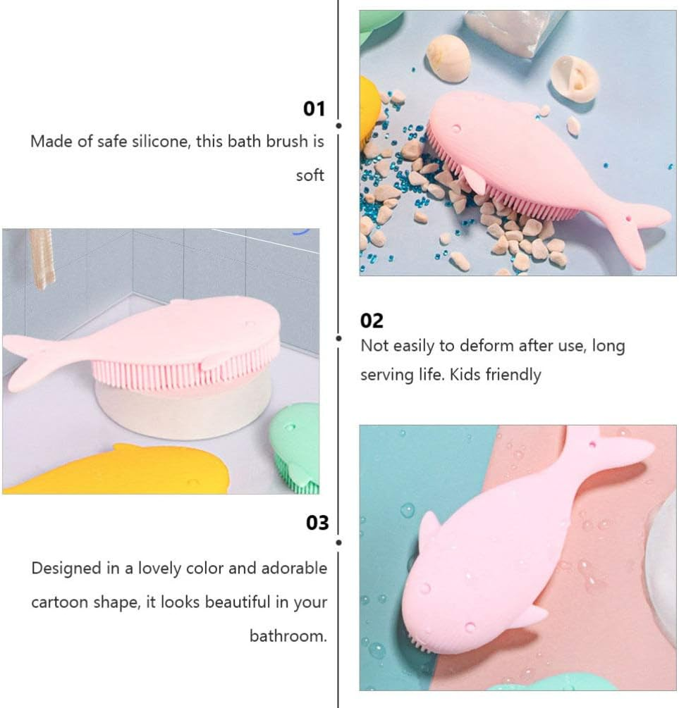 Cabilock Exfoliating Silicone Bath Shower Brush for Boy Girl Boy Girl Soft Gentle Massaging Scrubber Safe Non-Deforming Design for Scalp Cleansing Cute Cartoon Shape image number 6