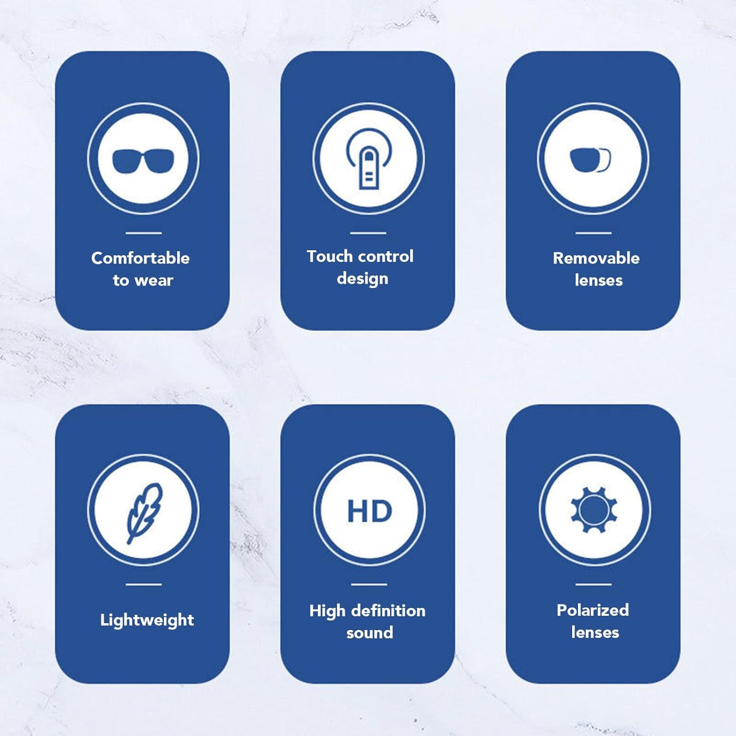 Smart Glasses, Wireless Bluetooth V5.0 EDR Polarized Sunglasses with UV400 Lens, Touch Control Sports Music Sunglasses with UV400 Lens for Outdoor Fishing Cycling image number 5