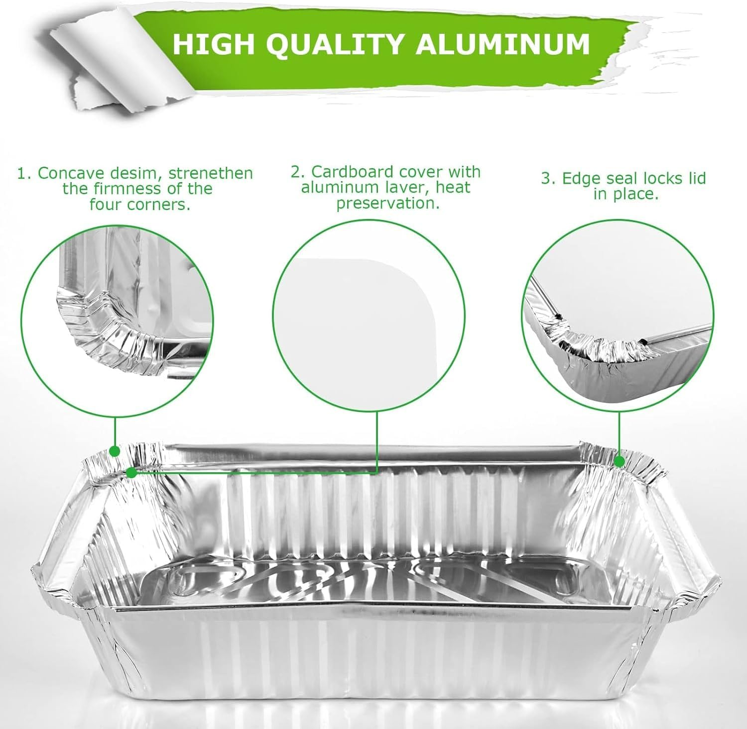 50-Pack Aluminum Pans with Lids, Capacity Foil Food Containers with Lids, 50 Pans and 50 Cardboard Covers, Disposable Tin Foil Pans for Baking, Meal Prep and Freezer, Takeout image number 4