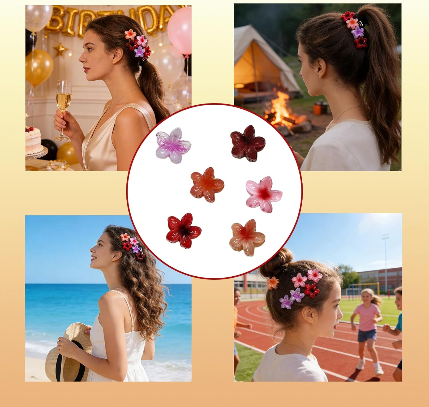 FISH DRAGATE Pack of 12 Flower Hair Clips, Flower Hair Clips, Hair Clips, 6 Colours, Women'S Accessories, Flower Hair Clip, for Girls, Wedding, Party