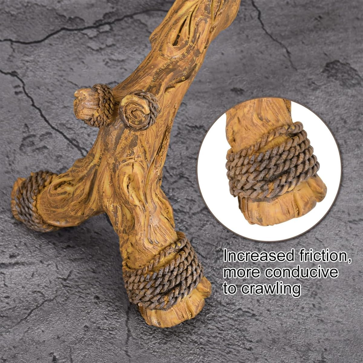 AIMALL Reptile Climbing Branch Decoration &ndash; 9.44In Resin Tree Limb for Lizards, Terrariums, Amphibians, Rainforest Landscaping with Textured Grip & Stable Base image number 4