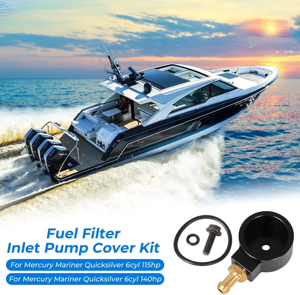 AUTOVIC Fuel Filter Inlet Pump Cover Kit for Mercury Inline 6-Cylinder Outboards 90HP 115HP 140Hp 20Hp Replace Nuber for 35-91078A1, Automotive Replacement Parts image number 4