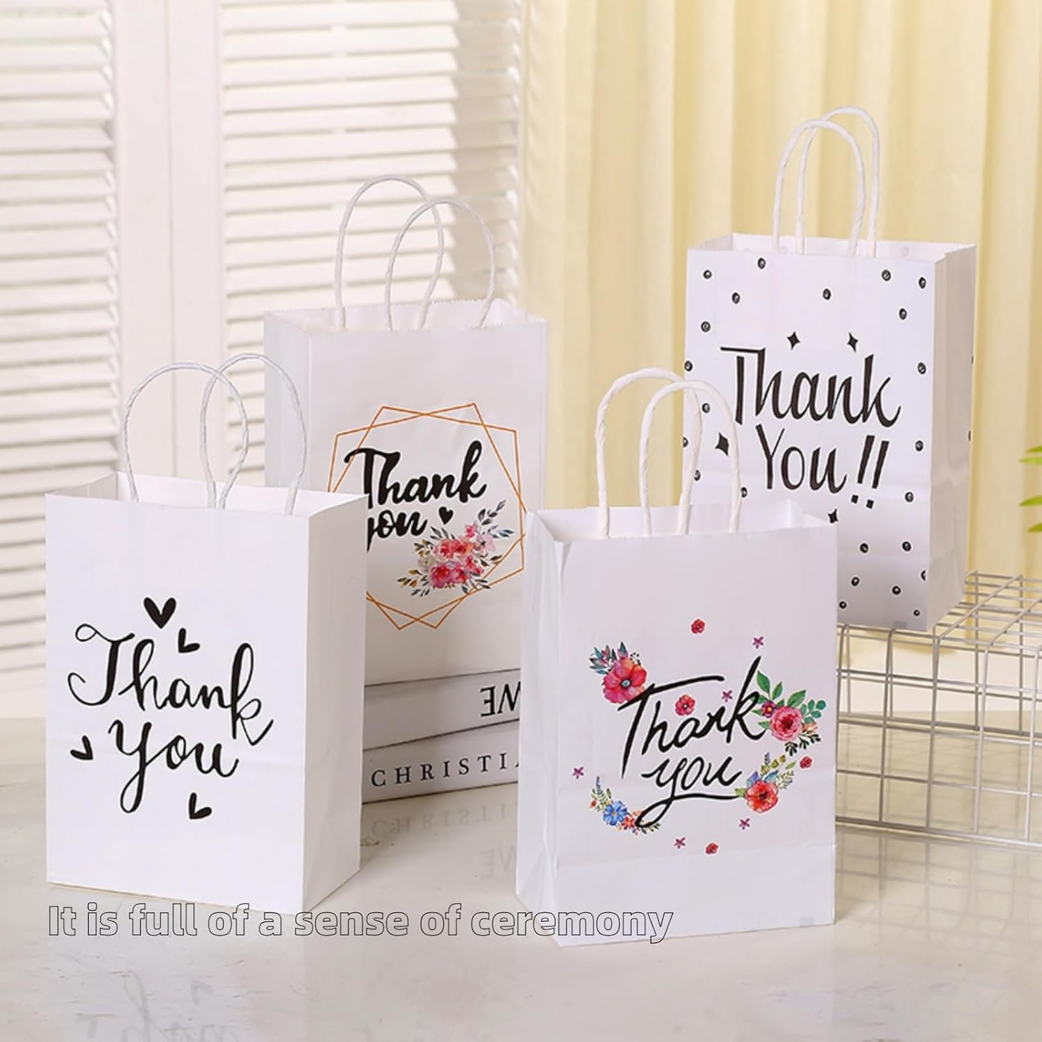 RJDJDLXM 12 Pack Thank You Gift Bags,Kraft Paper Bags, Party Favor Bags Birthday Party Supplies, Paper Gift Bags with Handles Packaging image number 6