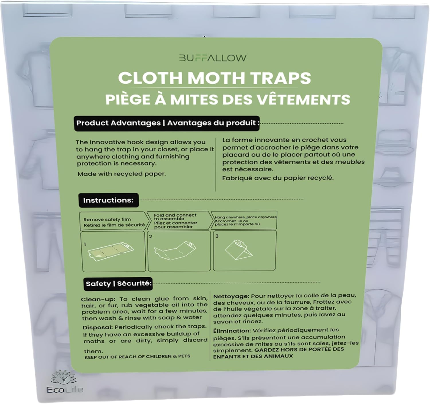 4 Pack Clothes Moth Traps | Child and Pet Safe | Protect Clothes, Sweaters, Wool, Carpet | Adhesive Moth Traps for Clothes
