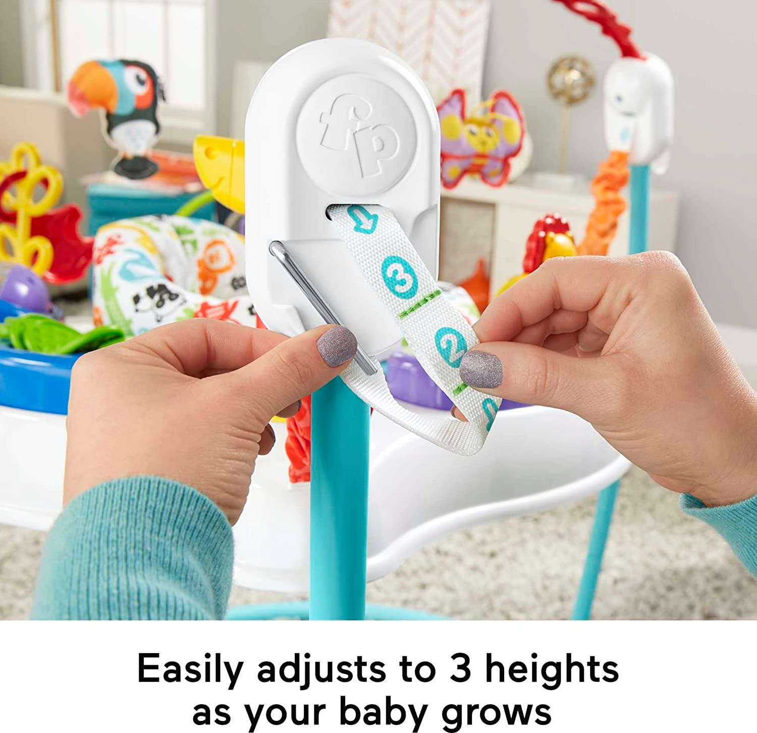 Fisher-Price Baby Bouncer Animal Activity Jumperoo with Music Lights Sounds and Developmental Toys for Infants image number 3