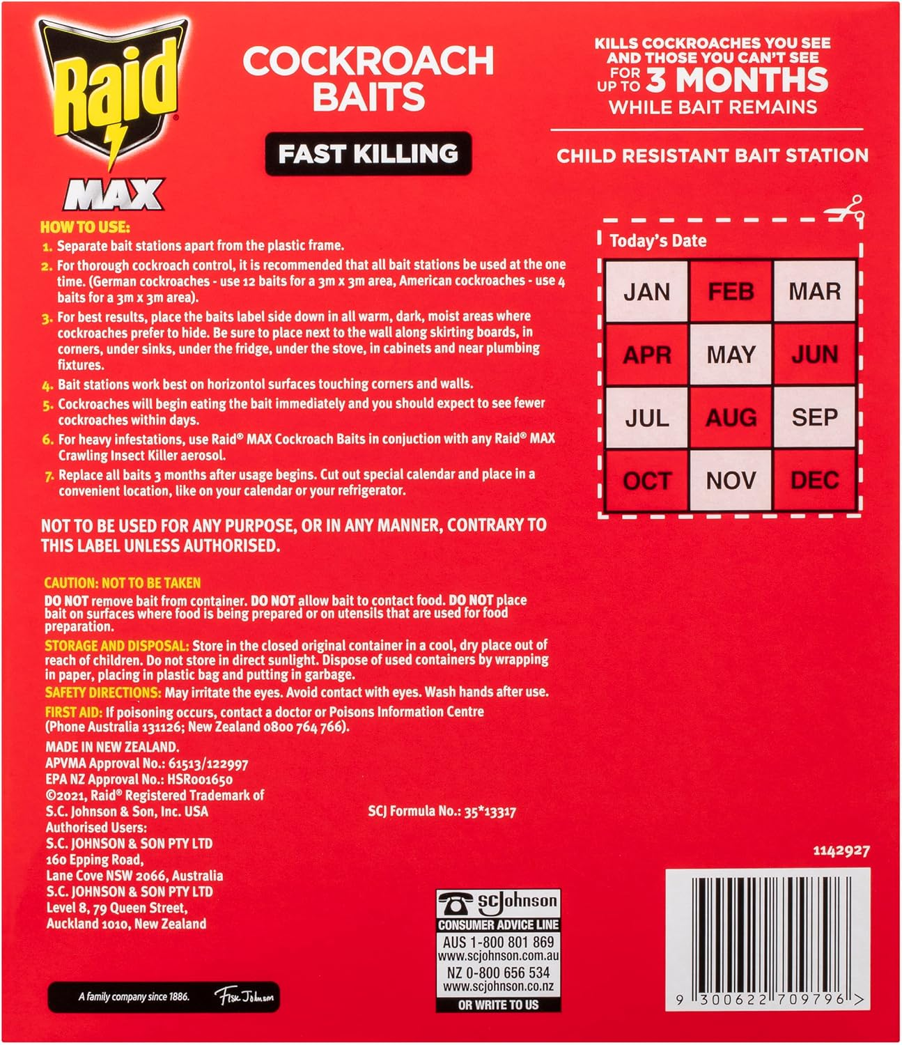 Raid Max Cockroach Baits 12-Pieces Pack image number 1