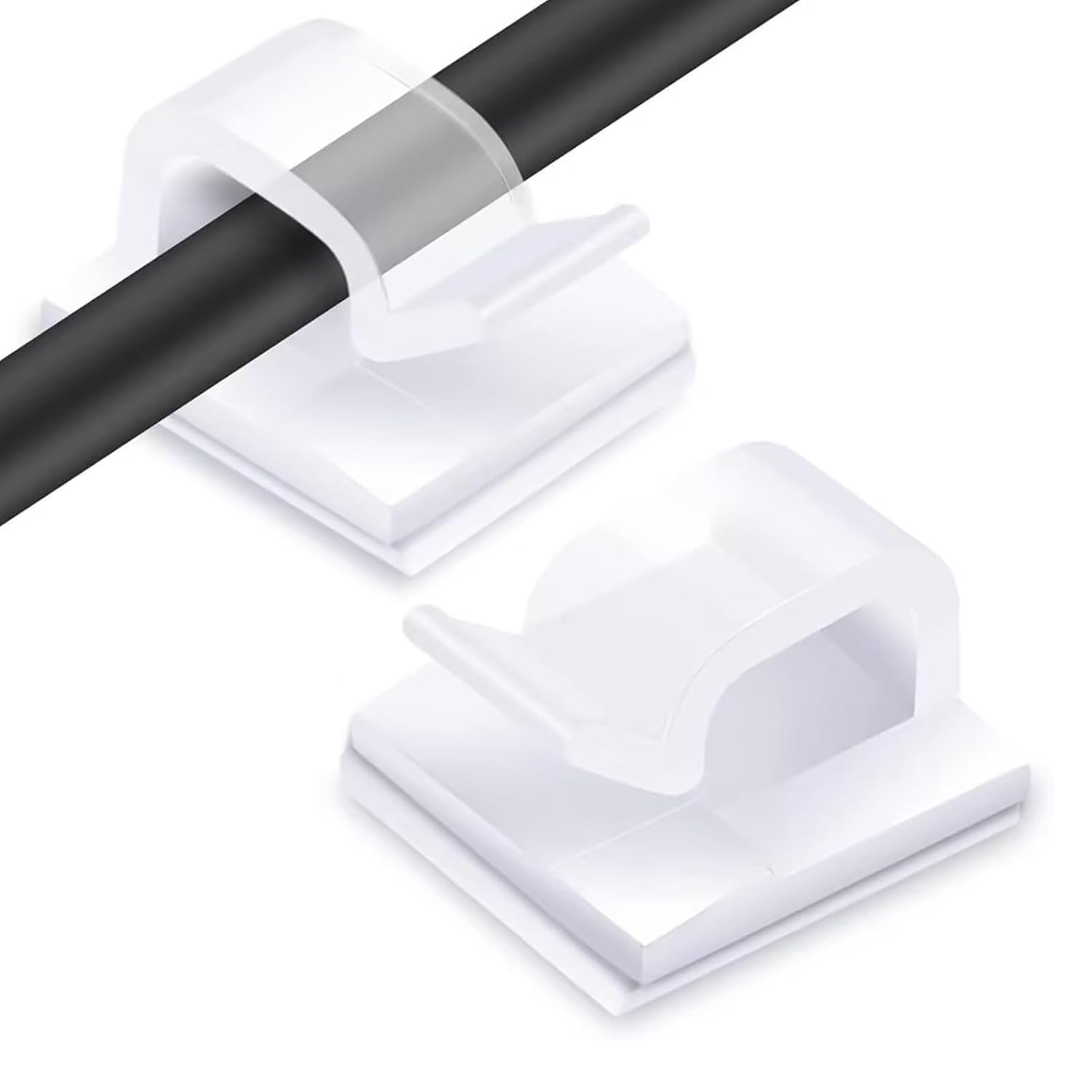 Clearhill 100 Pcs Adhesive Wire Clamp with Strong Support, Office Desk Wire Clamp, Cable Fixing Clamp, Wire Management Clamp, Easy to Manage Wires (Transparent)