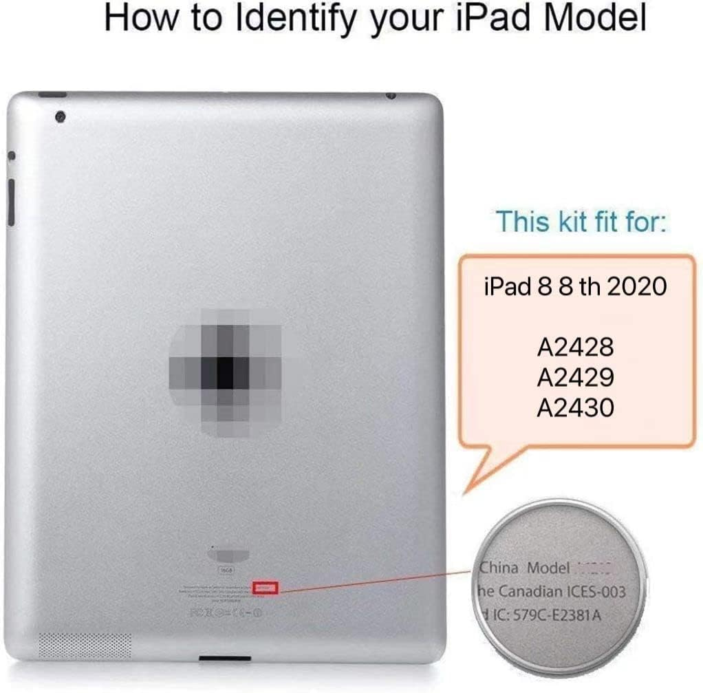 Screen Replacement for Ipad 8 8Th Gen 2020 10.2" A2428 A2429 A2430 Digitizer Replacement without Home Button + Tools (White)