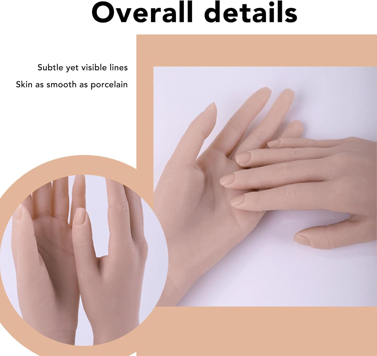 Realistic Silicone Female Hand, Silicone Left Hand or Right Hand Fake Hand, Bendable and Reusable Acrylic Nail Mannequin Hands for Jewelry Display Nail Art Practice Watch Display image number 2