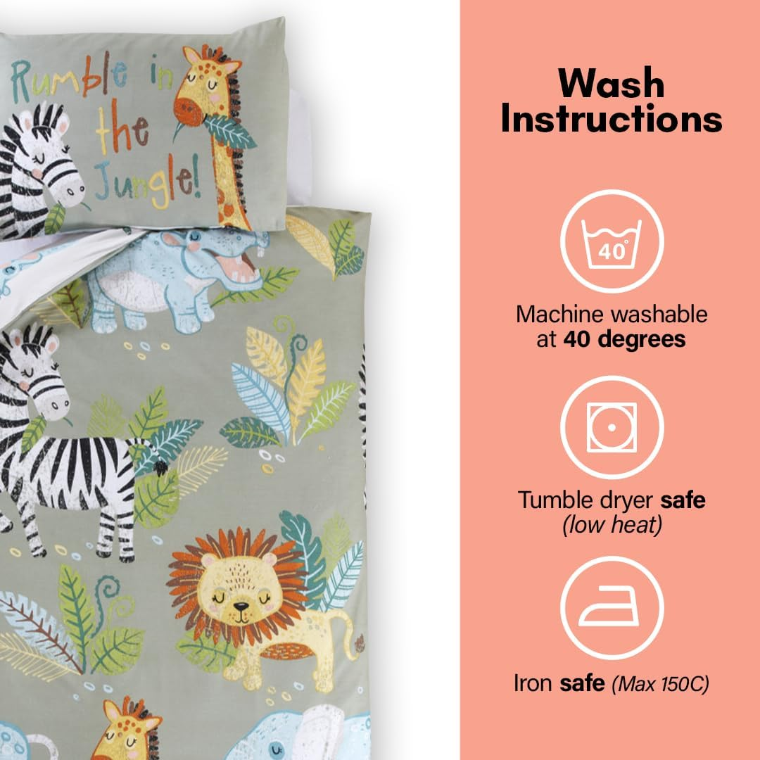 Rapport Home Rumble in the Jungle Kids Duvet Set (Single), Green image number 5