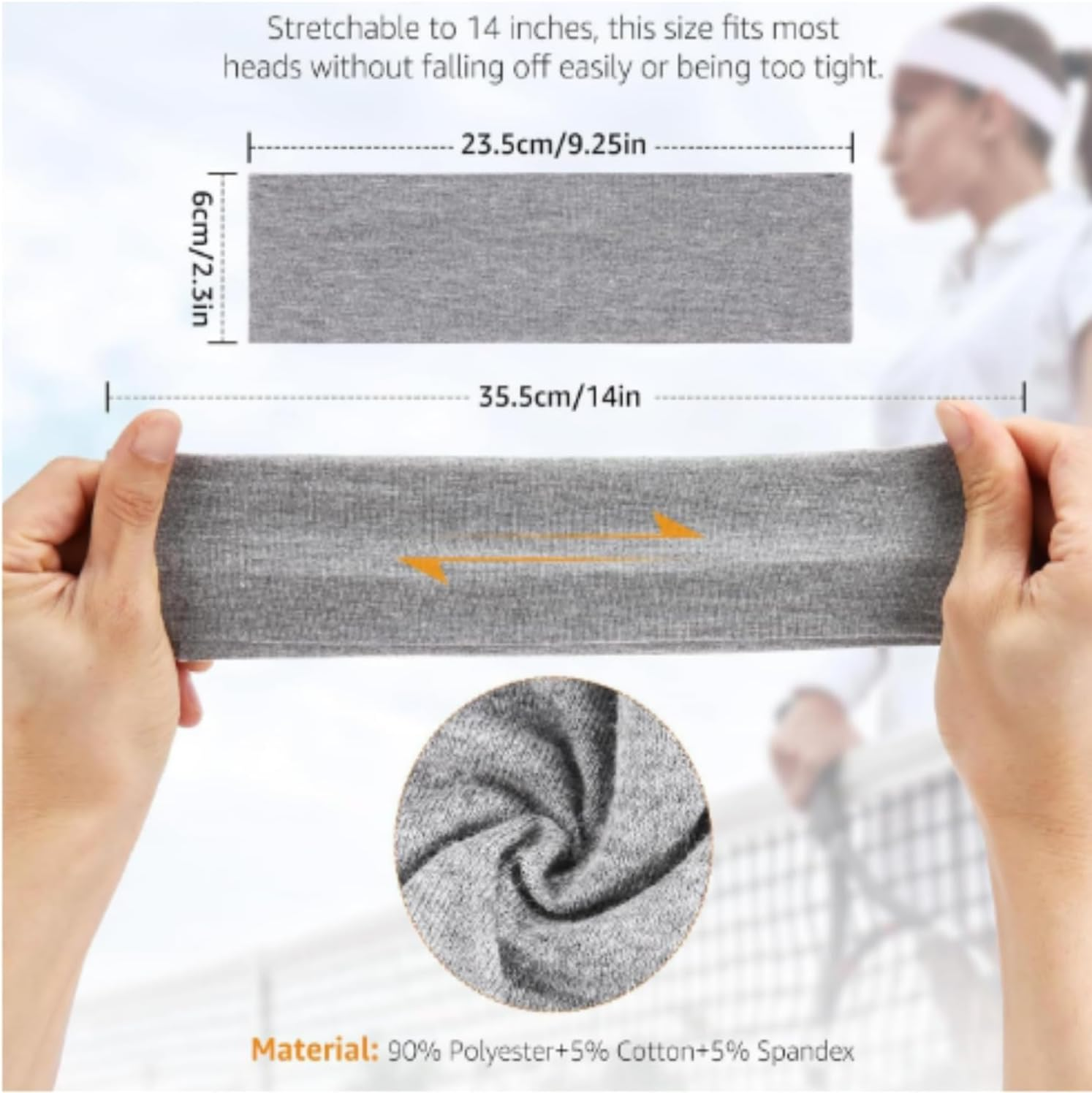 Shoyisenka 7 Pack Non-Slip Headbands for Women Soft Cotton Workout&Yoga Headbands, Sweat-Wicking Hair Bands for Running, Sport (Trendy & Elastic) image number 6