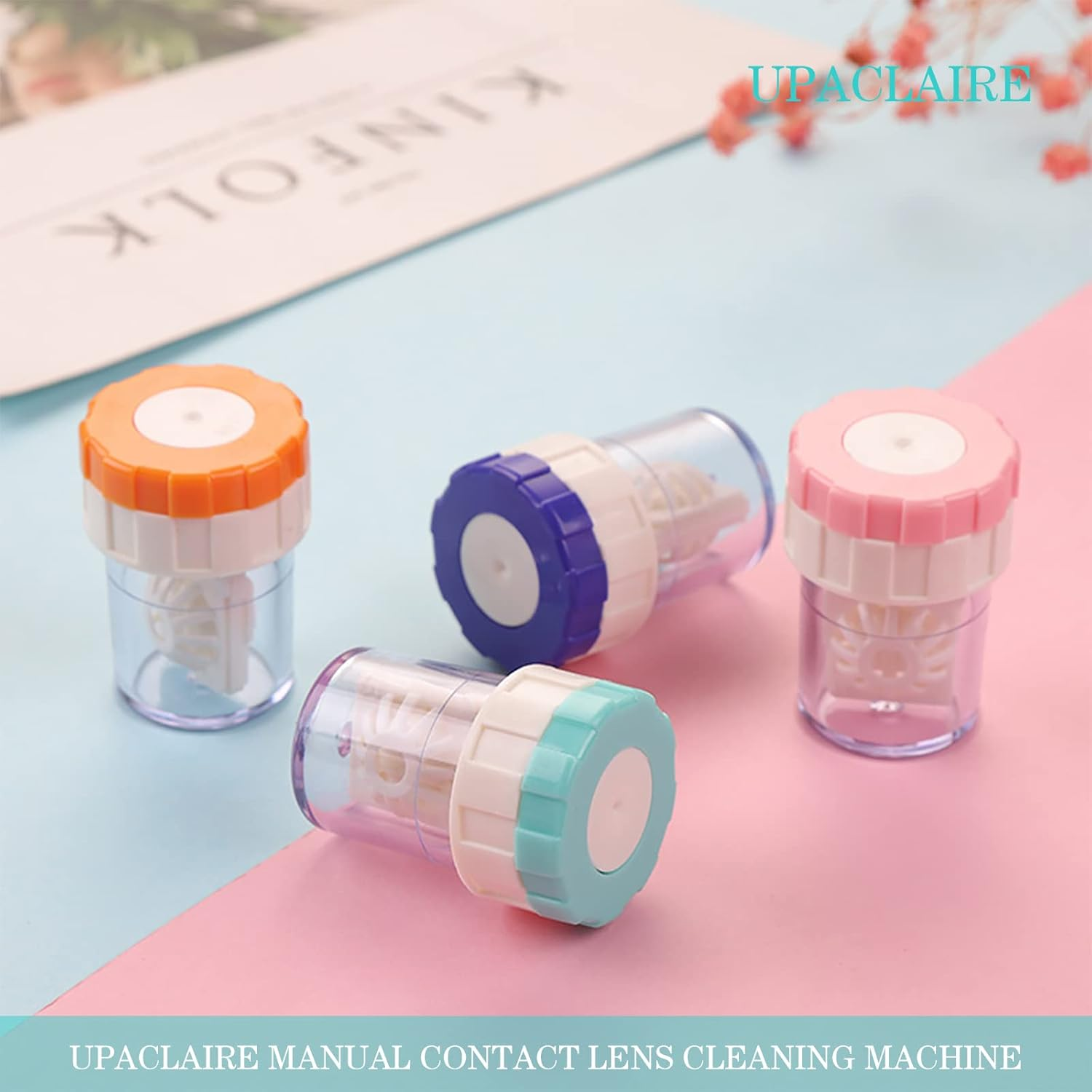 2 PCS Contacts Case Cleaner Machines, Upaclaire Daily Vision Care Manually Contact Lens Washer Cleaner Plastic image number 2