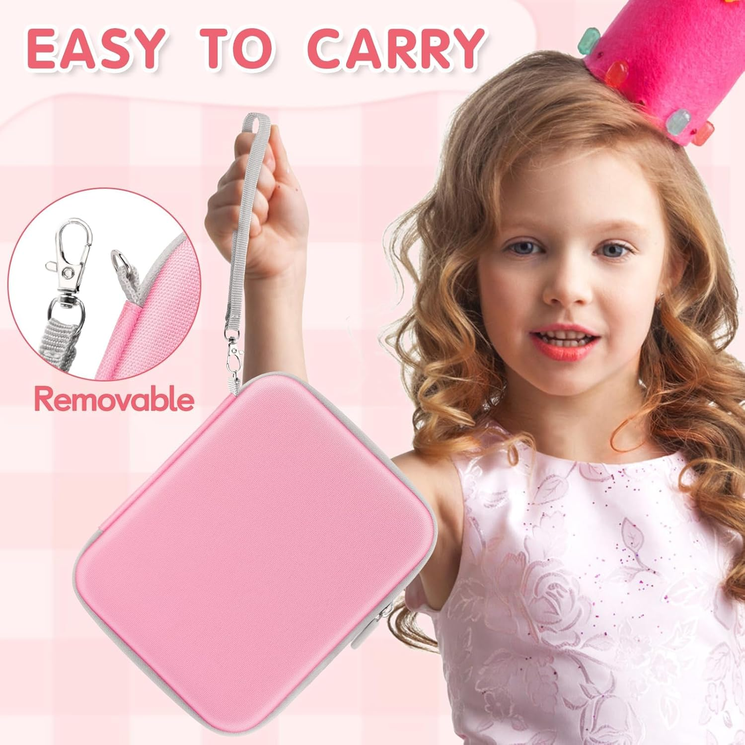 Card Holder Compatible with Yoto Player Cards,Card Binder Holder with Sleeves for Travel，80 Pockets Soft Portable Kids Card Case Zipper Fit for Player & Mini Audiobook Cards Pink image number 3