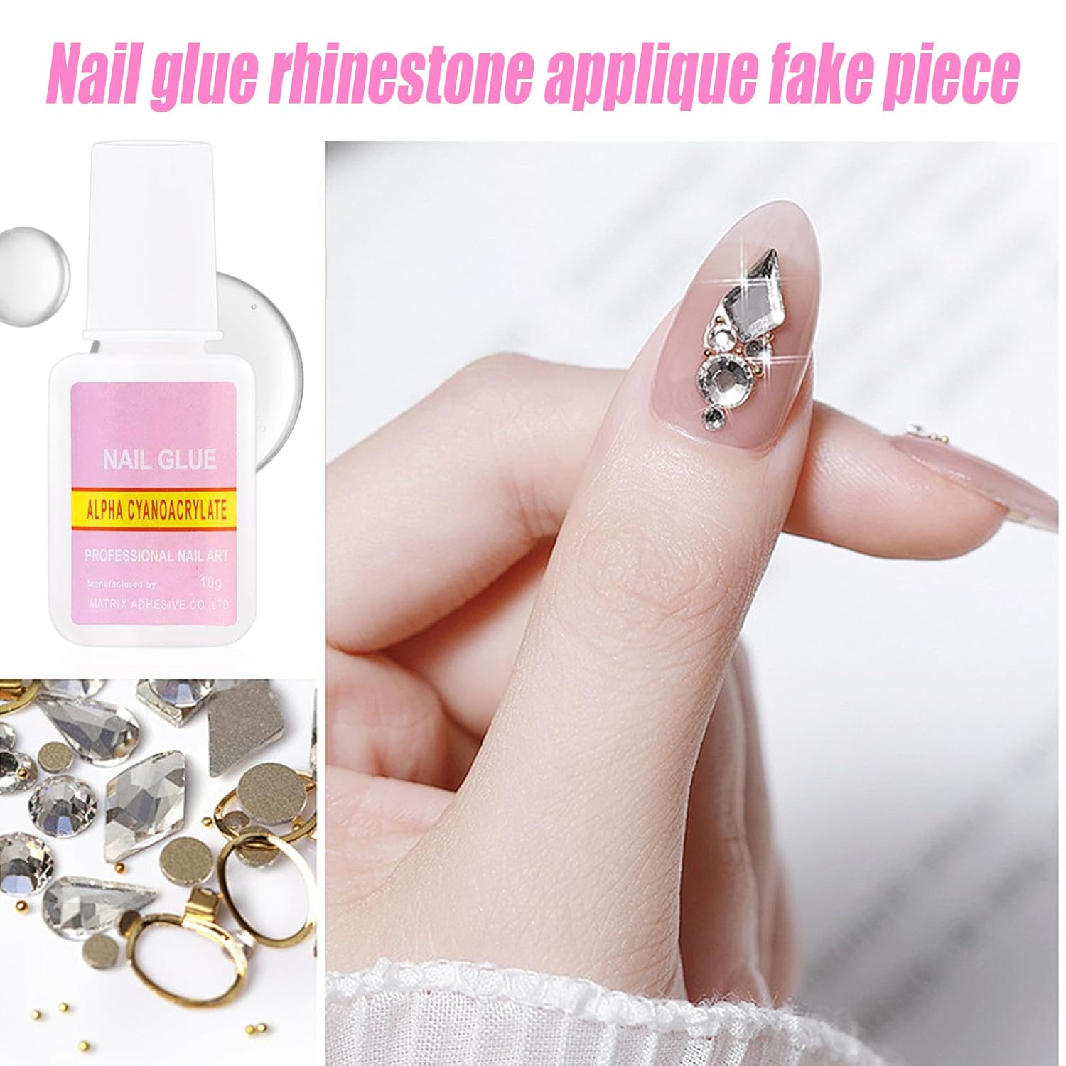 Tktouci Gel Glue for Nails,45G Strong Adhesive Long-Lasting Supplies - Rhinestone Nail Gel | for Manicure Salon Home Spa Grooming Wedding Bridal Party Summer Holiday Daily Crafts Sculpting Art image number 2