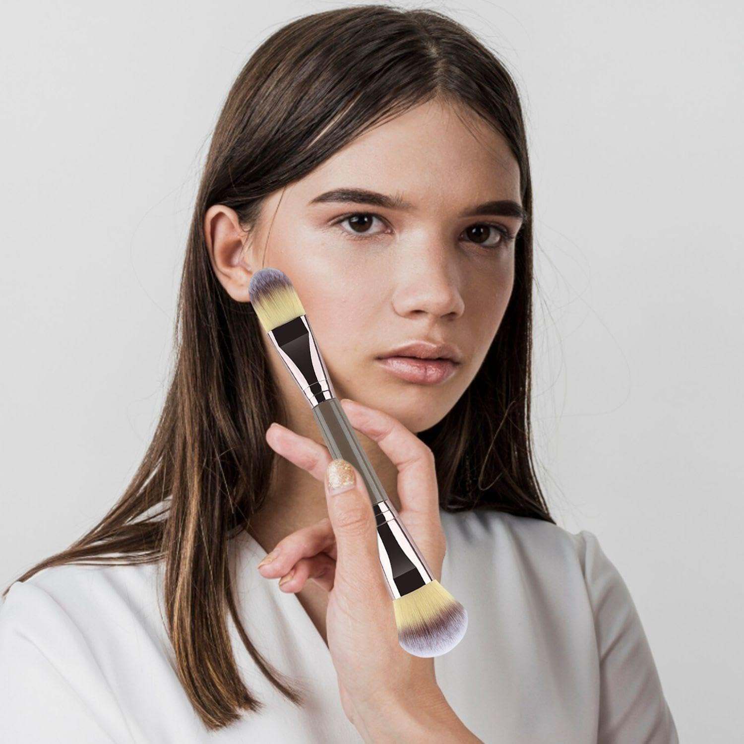 3 Double Headed Loose Powder Brushes, Soft Repair Brushes, Face Beauty Tools, Suitable for Blush, Liquid Foundation and High Gloss image number 3