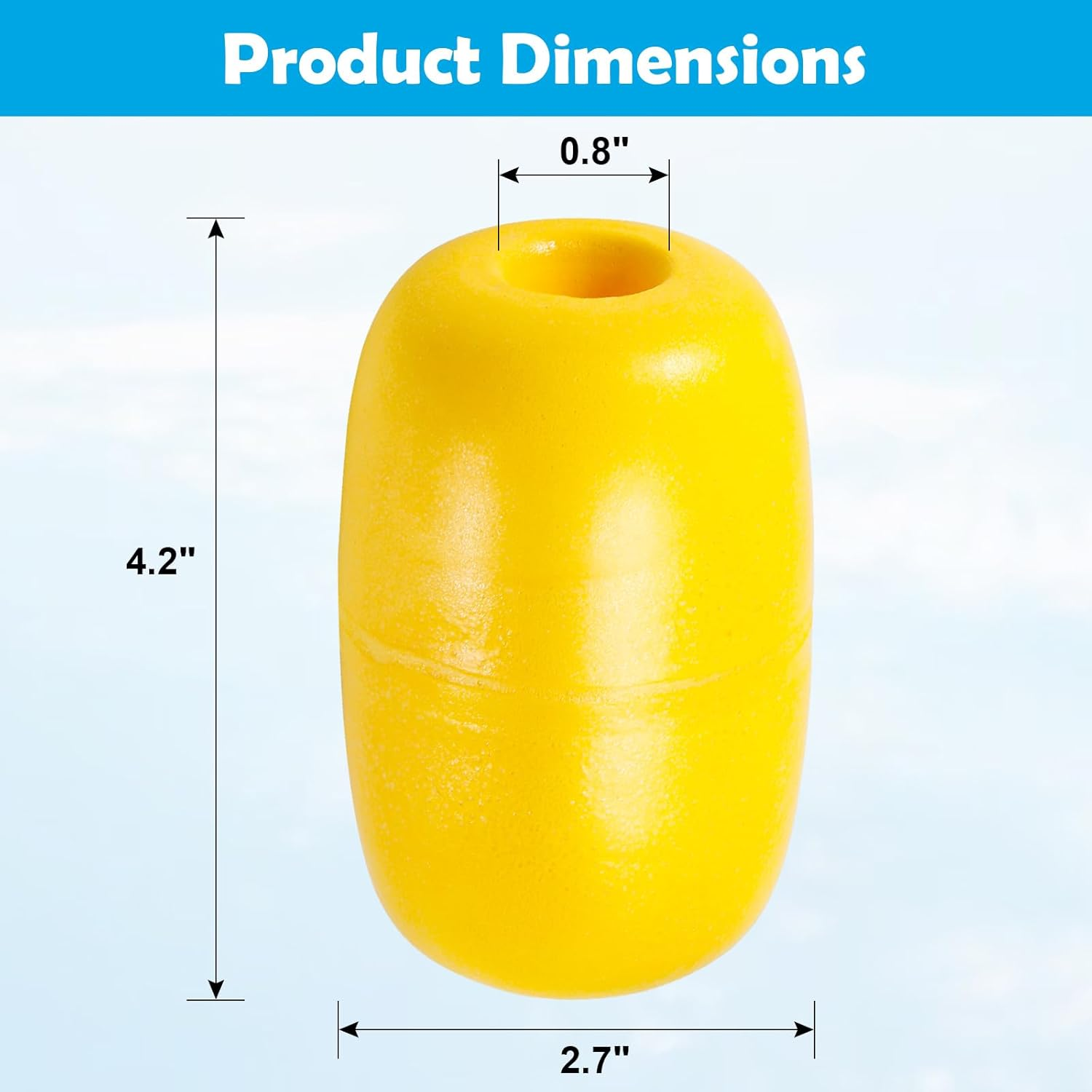 Rope Floats Marine, Deep Water Float Oval Water Float 2.7' X 4.2', Deep Water Fishing Marker Buoys for Boats Swimming Kayak Crabbing Trail Dock Pool image number 6