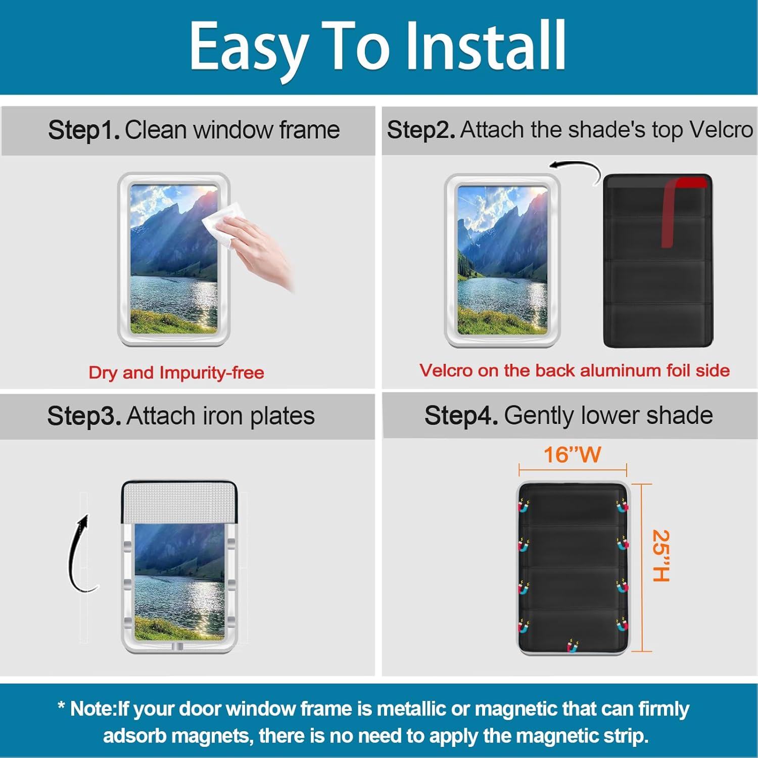 SUNICO 25" X 16" RV Door Window Shade Cover, Magnetic 100% Blackout Foldable RV Window Shades for Campers with Anti-Uv Aluminum Foil Reflective & Cotton Insulation & Thicked Waterproof Fabric image number 3