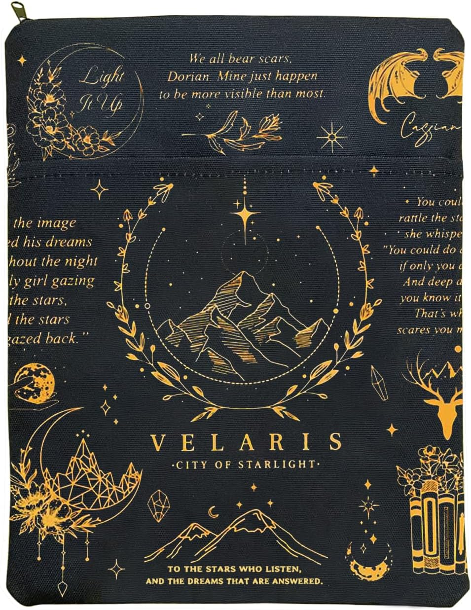 Velaris the City of Starlight Book Sleeve ACOTAR Inspired Book Covers (Velaris Black, Medium)