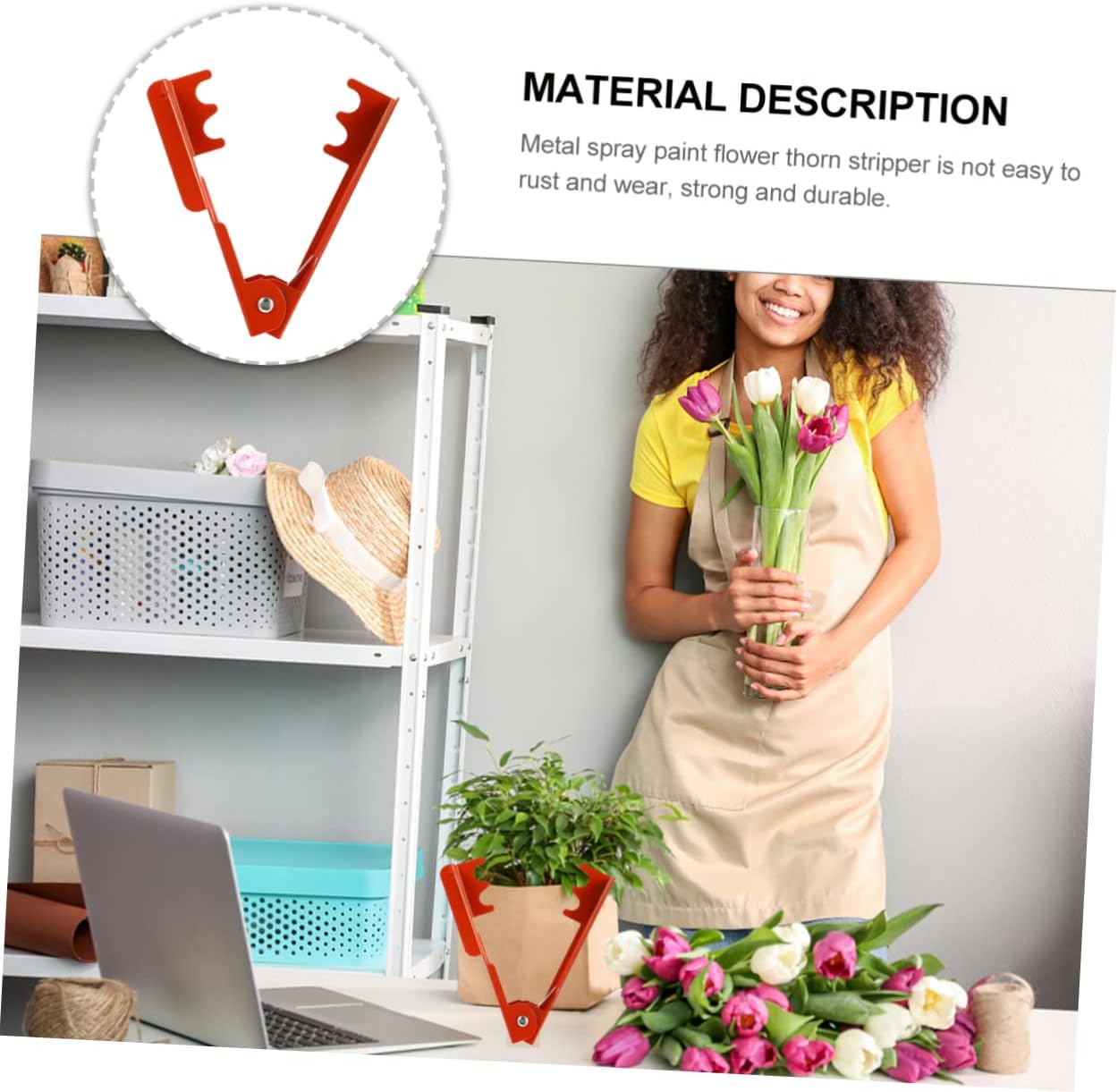 Yardenfun Rose Thorn Stripping Tool 2Pcs Iron Stem Cleaner for Roses Leaf Remover Spring Action Handle Sturdy Floral Thorn Remover Garden Pruner image number 4