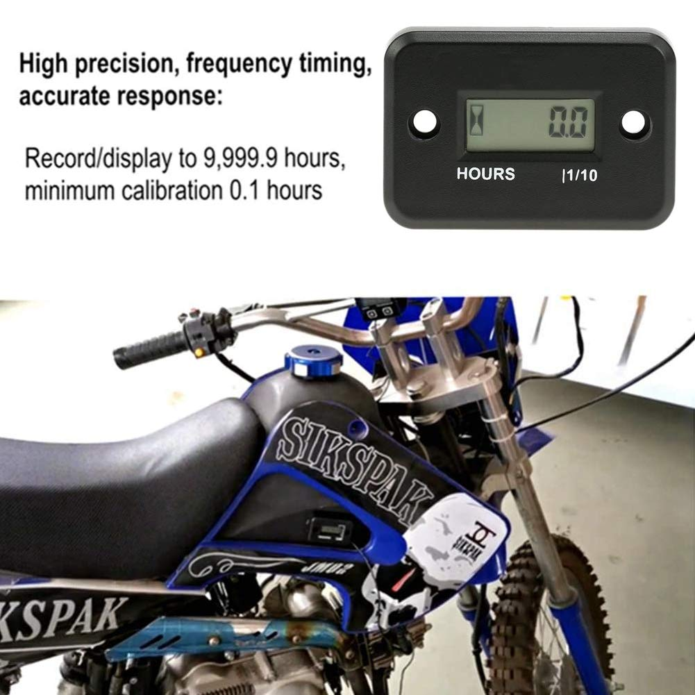 Inductive Hour Meter, Floor88 Waterproof LCD Digital Tach Hour Meter Inductive Hour Tachometer for Marine Motorcycle ATV Snowmobile Boat Ski Dirt Bike Lawn Mower Gas Engine Generator (Black) - Red image number 5