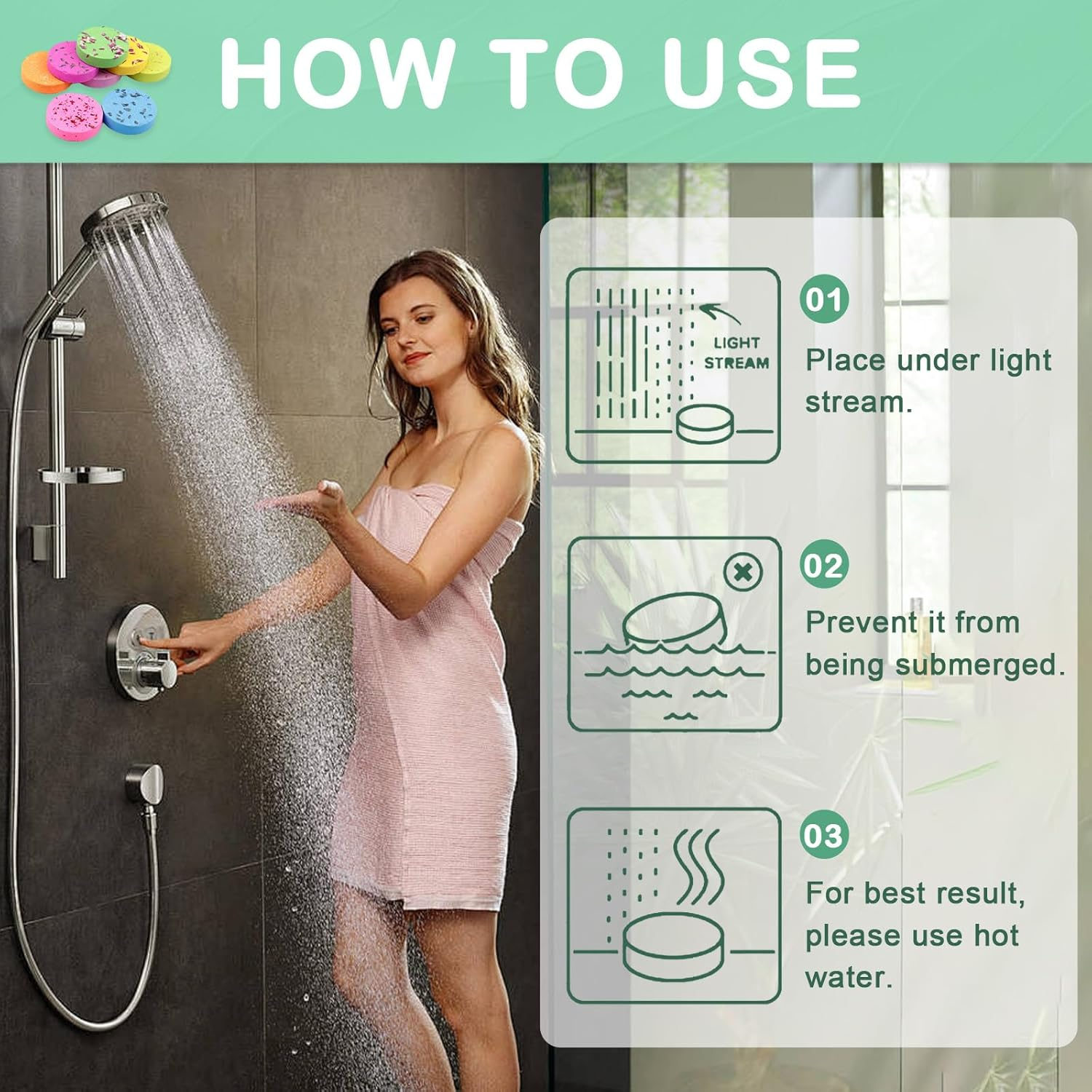 Tehttz 8Pcs Shower Steamers Aromatherapy with Gift Packing, Shower Bombs Bath Salts Self Care Shower Tablets for Stress Relief and Relaxation image number 2