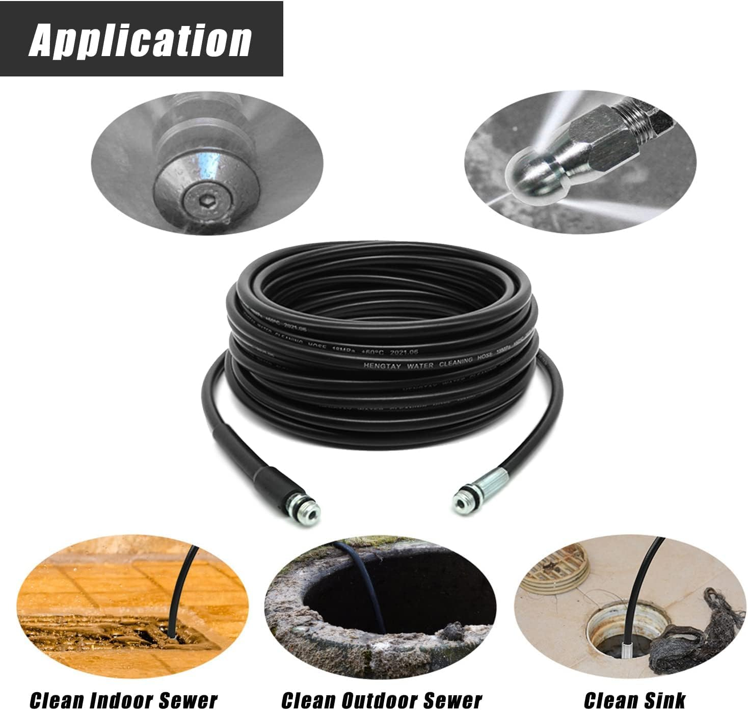 Pressure Washer Drain Pipe Hose Cleaning Kit for Karcher K2-K7 Series and LAVOR Pressure Washer, with Jet Nozzle and Rotating Jet Nozzle, 15M/49FT, 180 Bar and 2700 PSI image number 6