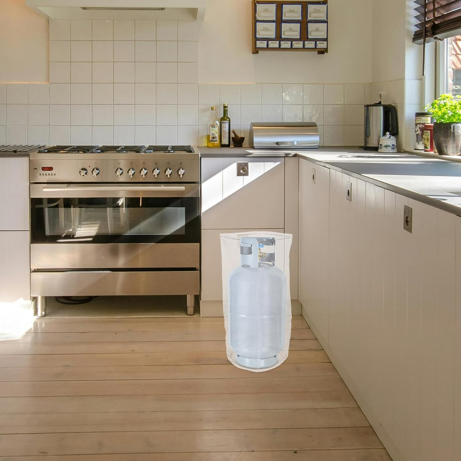 Heavy Duty Waterproof Gas Canister Cover Zipper for 10Kg Cylinder, PVC Protective Dustproof Sleeve, Outdoor RV Liquid Gas Storage Tank Protector, Diameter 33Cm Height 55Cm image number 5