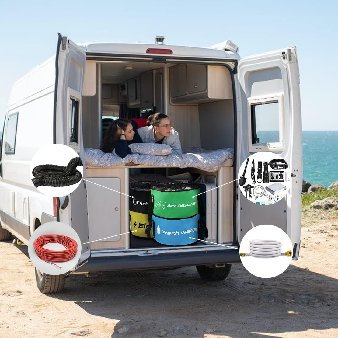 RV Hose Storage Bag Waterproof Camper Accessories Container RV Equipment Organizer Utility Bags for Sewer Hoses,Electrical Cords,Fresh Black Water Hoses and Other Parts (Multicolor Set -4 Pack) image number 3