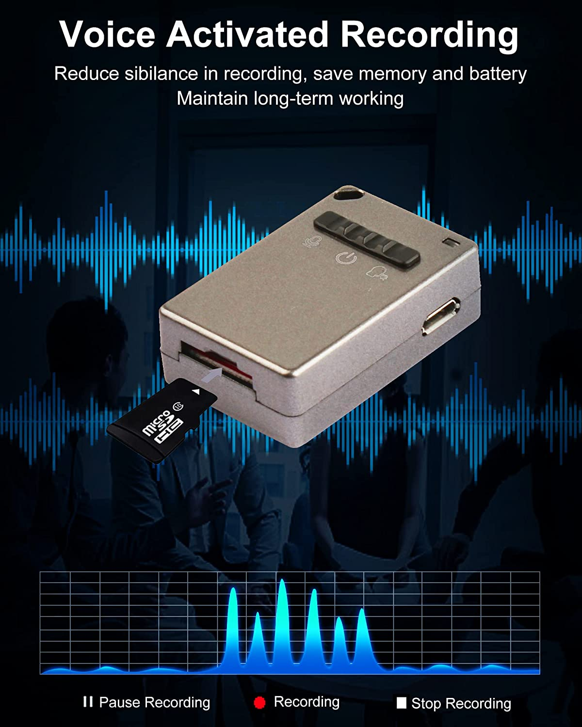 32GB Mini Digital Voice Recorder - Voice Activated with Playback Function, Ideal for Lectures, Meetings, and Dictation | USB Audio Recording Device