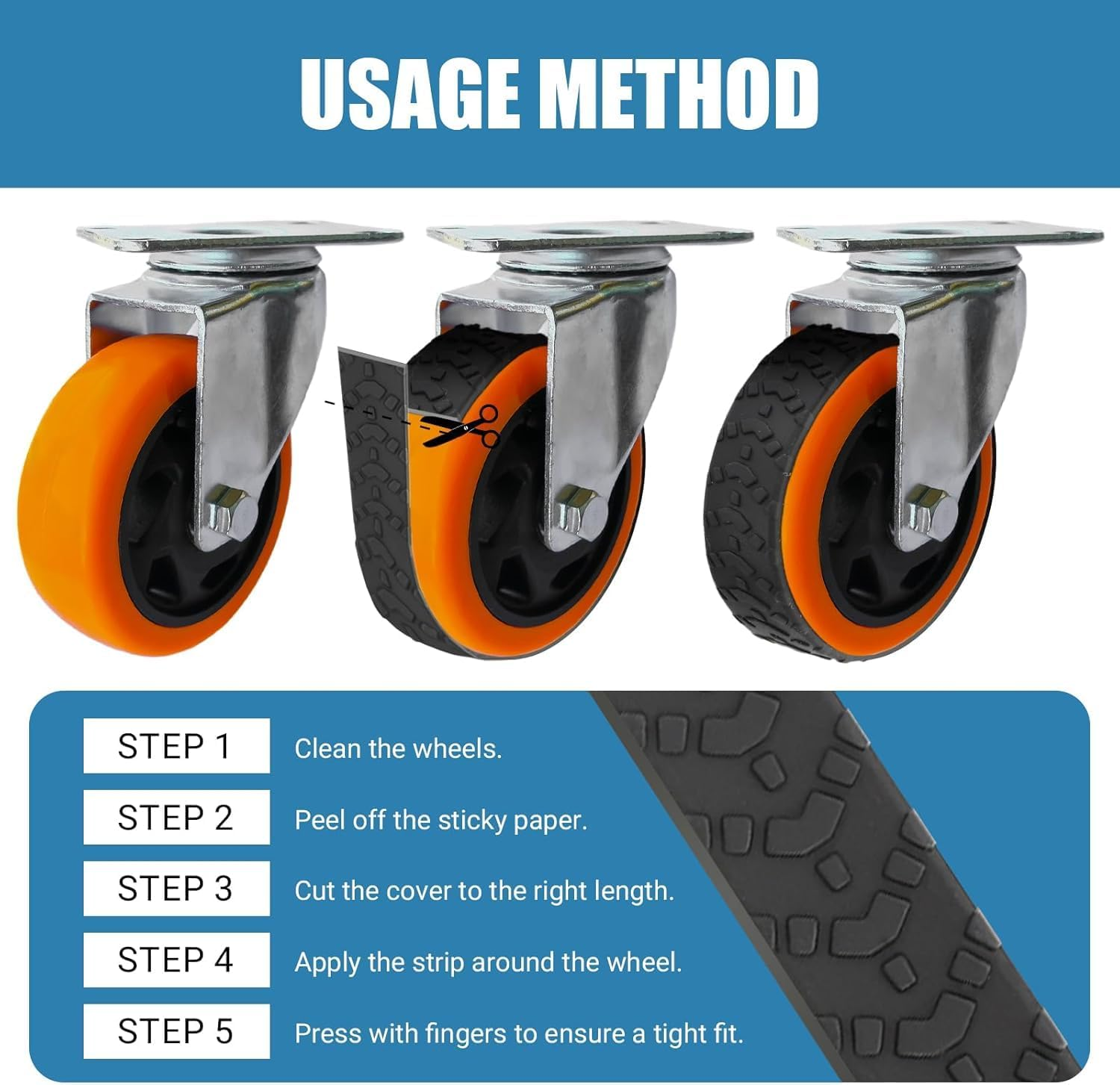 Silicone Luggage and Office Chair Wheel Covers Protectors, Cuttable Noise Reduction Shock Absorbing for Suitcases and Office Chairs - Quttly (10) image number 3