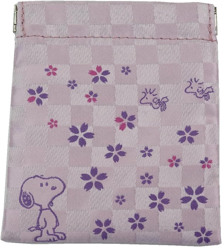 Peanuts/Spring Pouch Snoopy Woodstock (Cherry Blossom and Checkerboard) PNDW1485 Pink image number 3