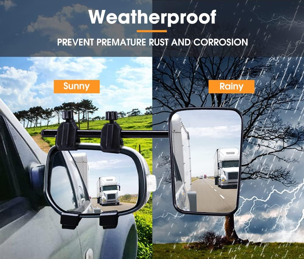 San Hima Pair Towing Mirrors Universal Multi Fit Clamp on 4X4 Caravan Trailer image number 3