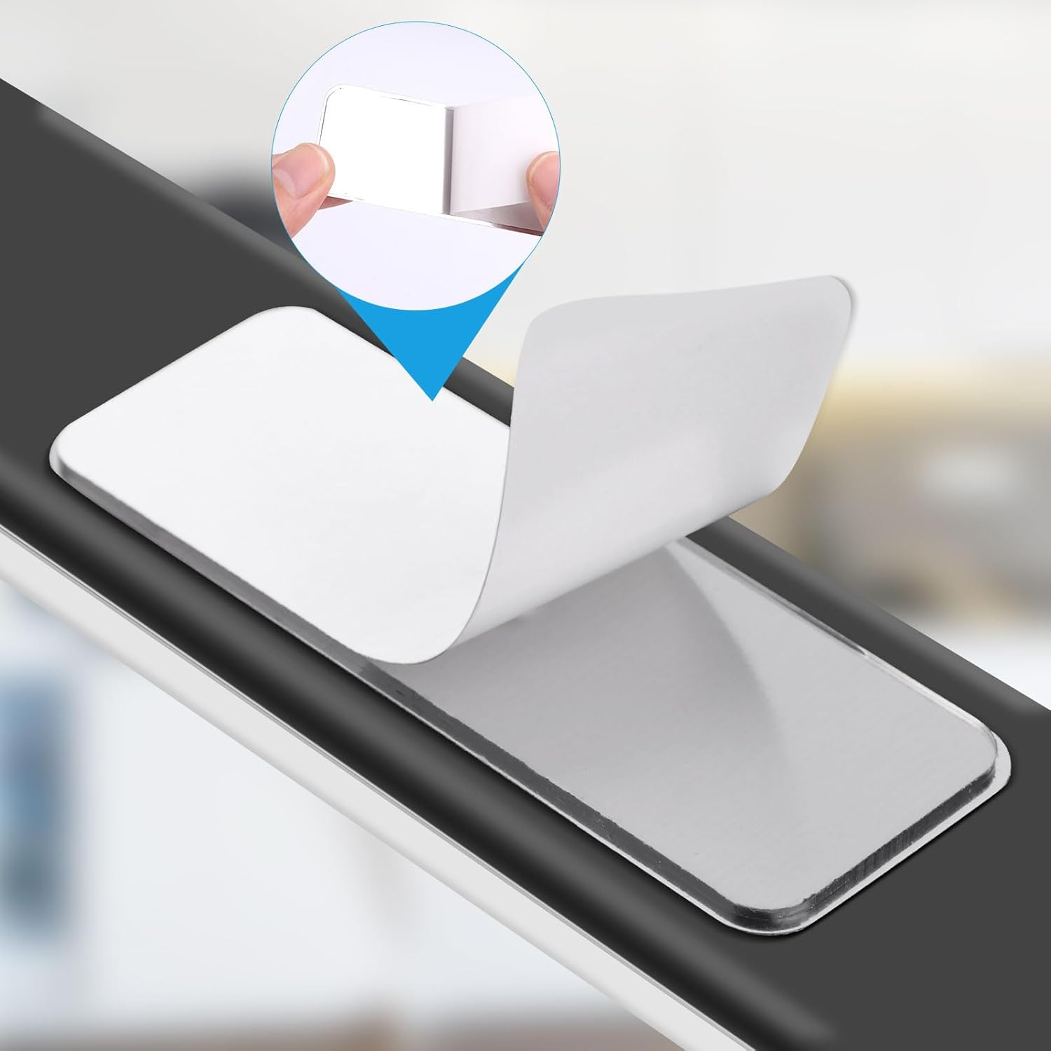 Gosknor 6Pcs Metal Self Adhesive Strips for Magnetic under Cabinet Lights, Metal Self Adhesive Plate Replacement Magnet Sticky Tape for Magnetic LED Lights & under Counter Lights image number 1