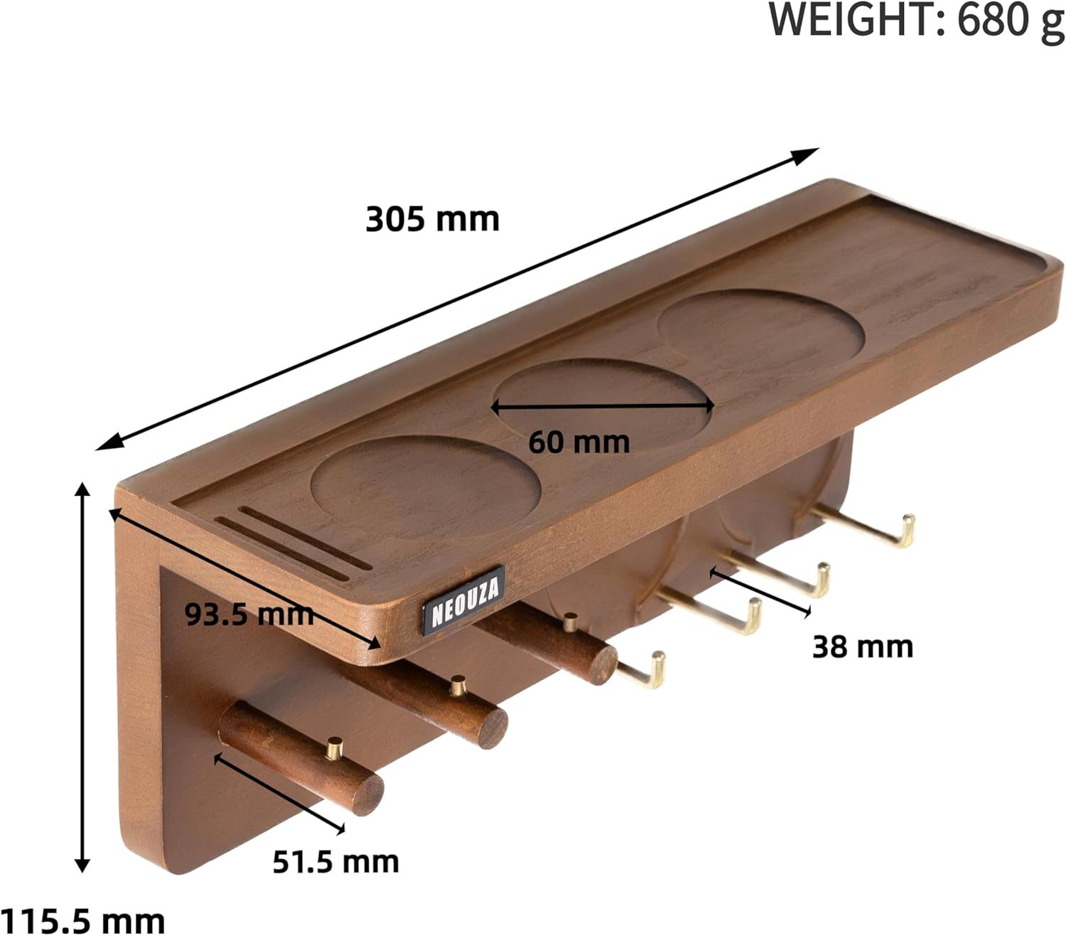 NEOUZA Espresso Accessories Holder Station Wall Mounted Organizer for 51/53/58Mm Coffee Tamper Distributor Portafilter Storage Shelf for Bar Home Office image number 2