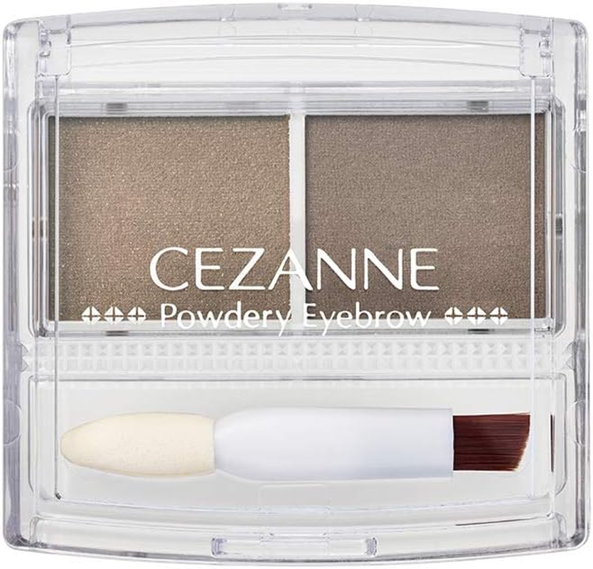 Cezanne Powdery Eyebrow P1 Soft Brown 2.0G Eyebrow Powder Soft Particulate Powder with Chip & Brush Light Brown 2G (X1)